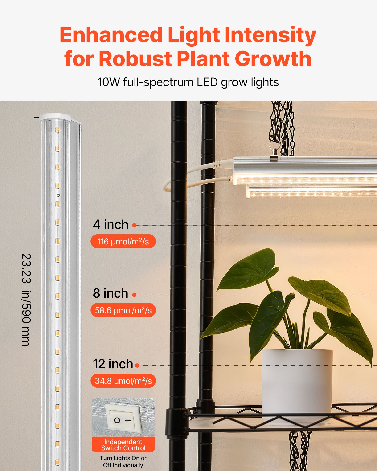 Plant Shelf With Grow Light, 5-Tier Indoor Plant Stand, 71 In Tall Plants Display Rack With Wheels & 4/9/14H Timer, 80W T5 LED Full Spectrum Grow Lights, Flower Pot Holder For Seed Starting image 3