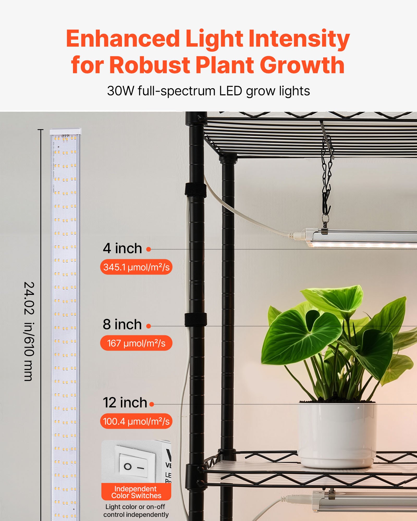 Plant Shelf With Grow Light, 4-Tier Indoor Plant Stand, 59in Tall Plants Display Rack With Wheels, 90W 3-Color Full Spectrum Grow Lights, Heavy Duty Metal Flower Pot Holder For Seed Starting image 2