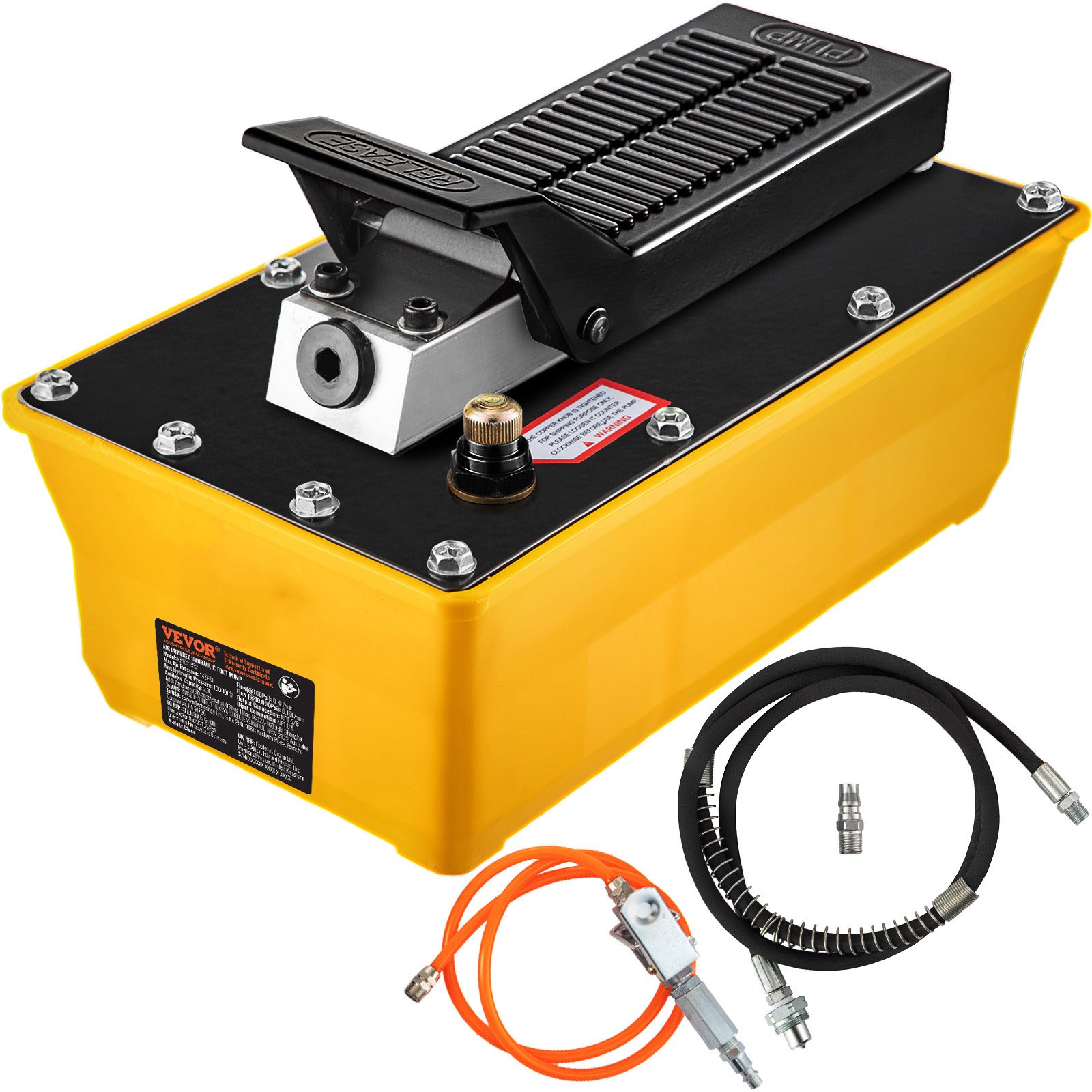 Air Hydraulic Pump, 10,000 PSI Hydraulic Foot Pump, 0.6 Gal Reservoir Foot Operated Air/Hydraulic Pump, With Hose And Spray Gun For Heavy Machinery Rigging, Auto Repair, Auto Body Frame Machines - Image 1