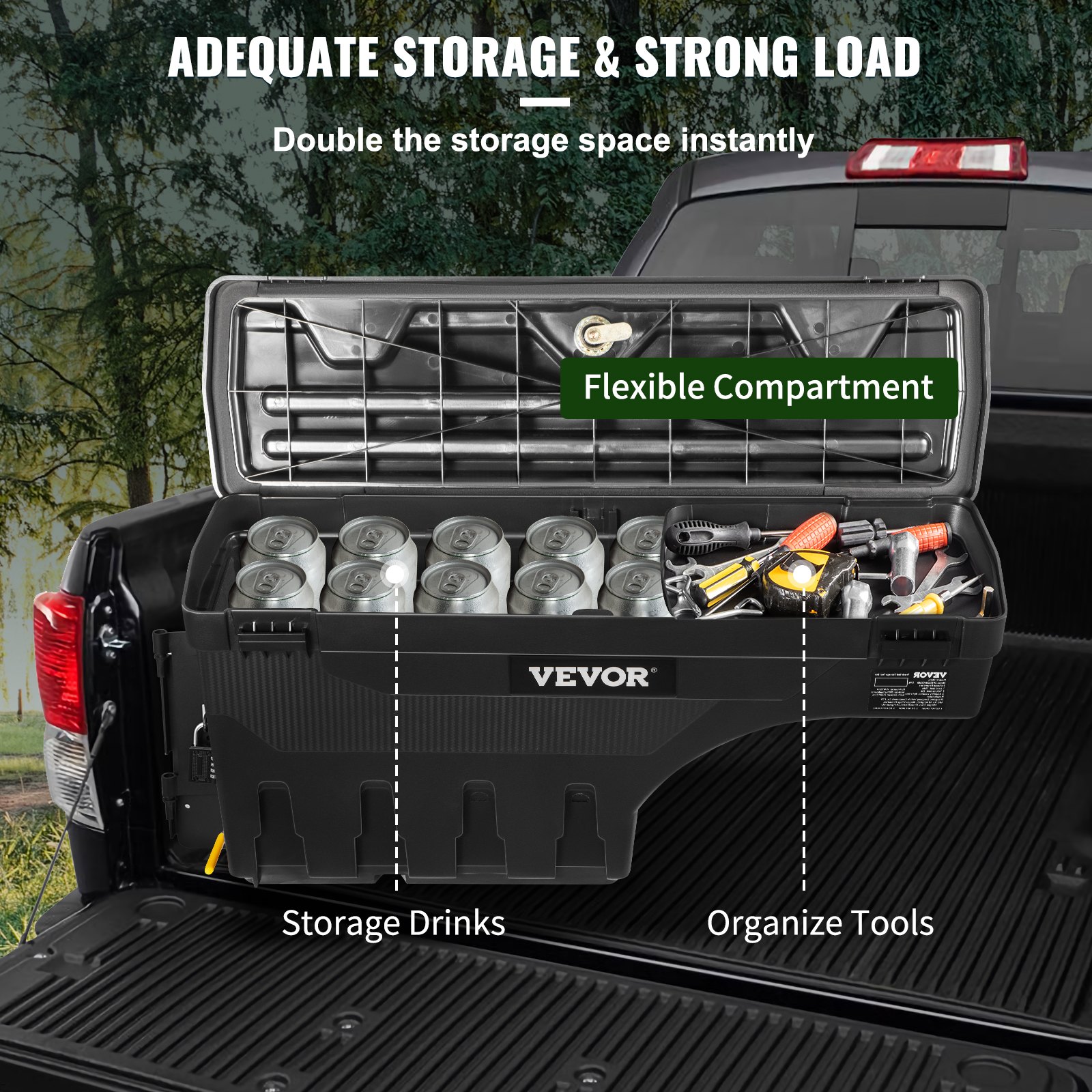 Vevor 6.6 gallon Toyota Tundra driver side wheel well box with included combo padlock