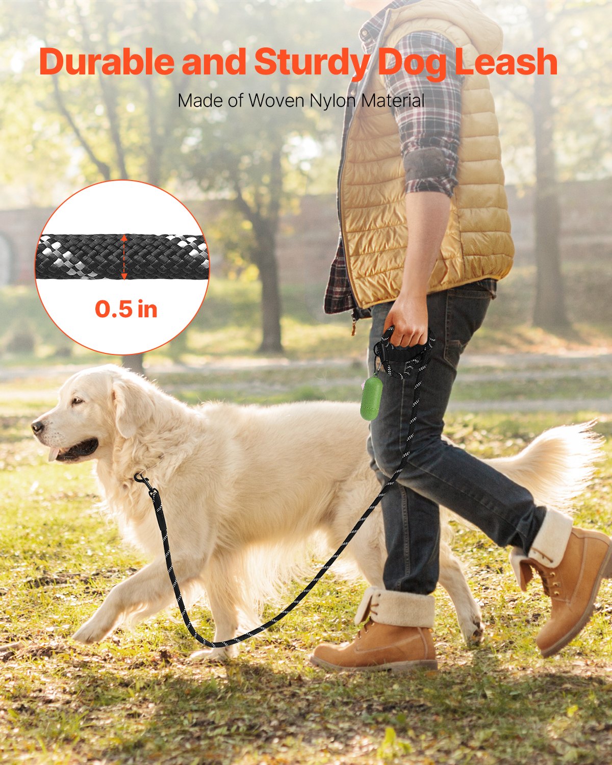 Rope Dog Leash, 6ft Heavy Duty Dog Leash With Comfortable Padded Handle, Strong Nylon Thick Leash With Reflective… - 3