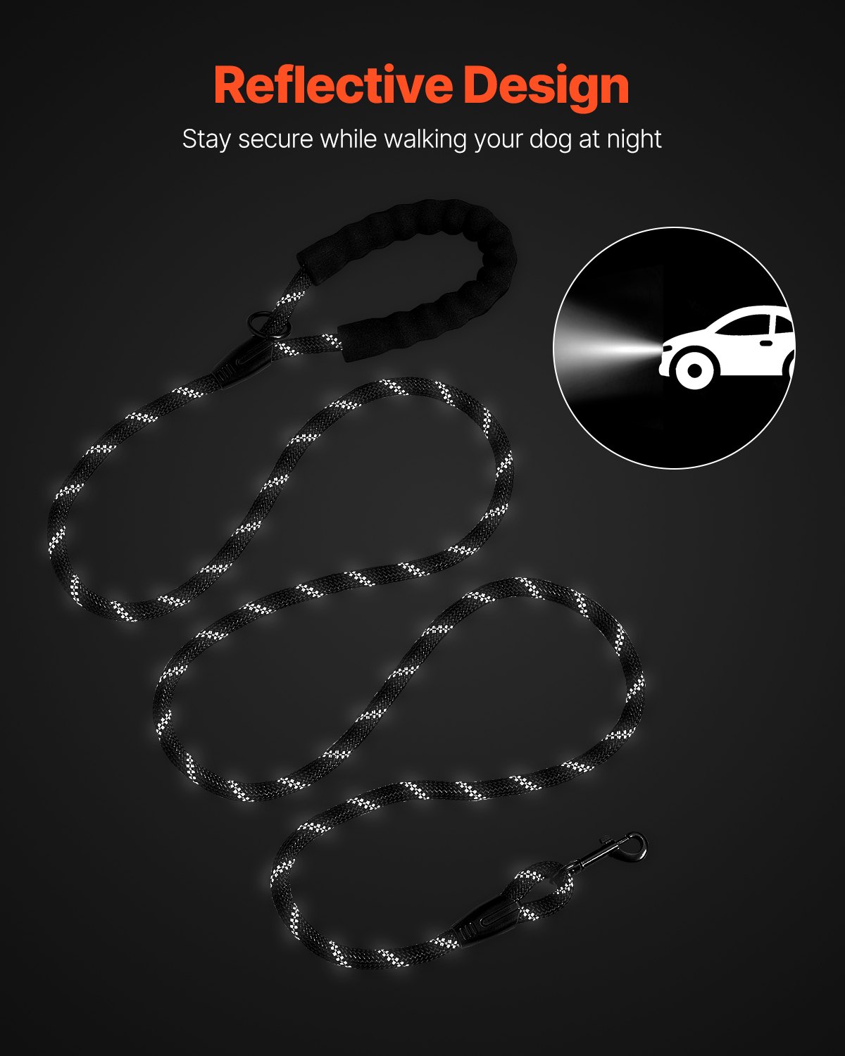 Rope Dog Leash, 6ft Heavy Duty Dog Leash With Comfortable Padded Handle, Strong Nylon Thick Leash With Reflective… - 5