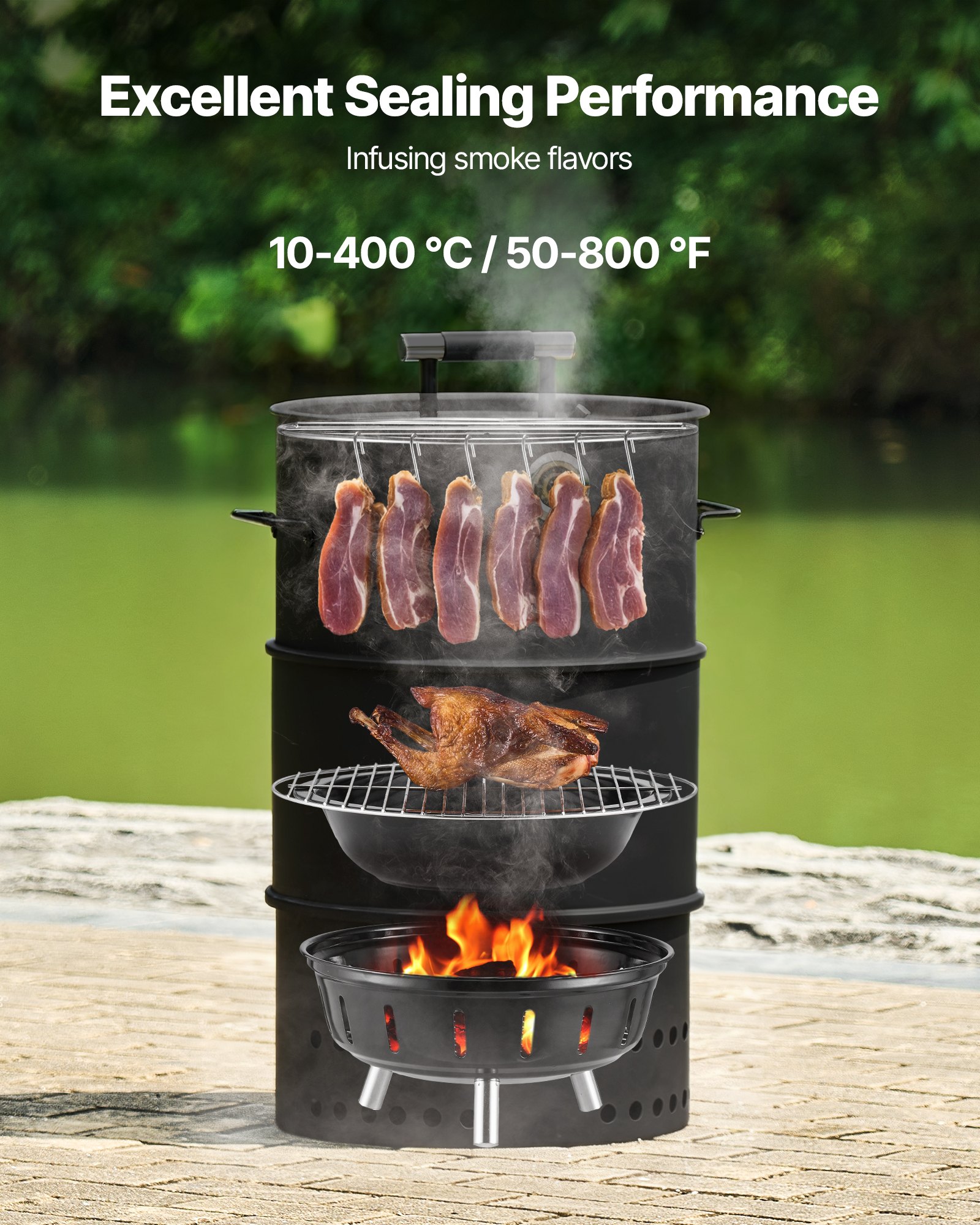Charcoal Smoker Grill — 18.5" Barrel Charcoal BBQ Smoker — photo 5