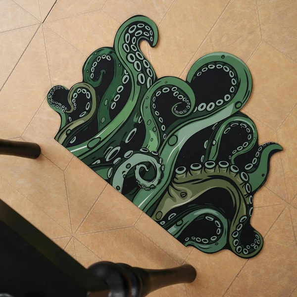 Green And Purple Cthulhu Rugs Water Absorbent Bath Mat Octopus Anime Rug Graphic Gothic Bathroom Rugs Fantasy Decorate, Non Slip Backing, Unique Gift & Decor For Gamers, 27x18 In