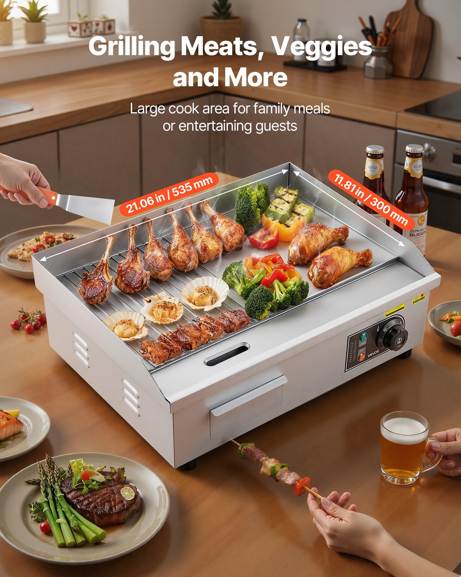 Commercial Electric Griddle — 21.06 X 11.81 Inch — photo 2