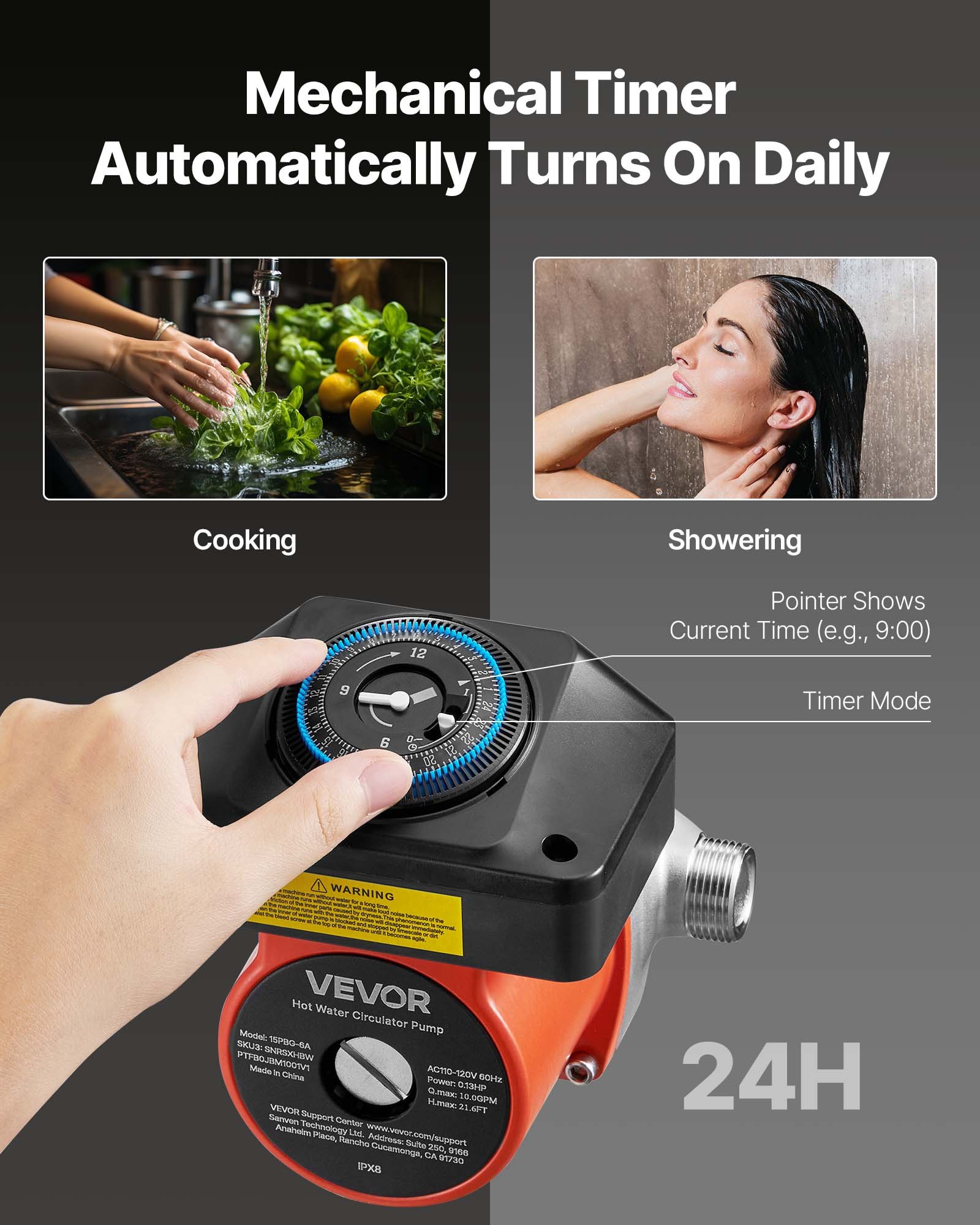 Hot Water Recirculating Pump, With Bypass Valve, Instant Recirculation Pump Kit With Timer, Adapter, Circulation… - 4