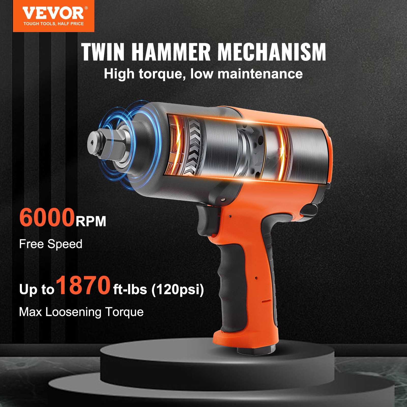 Air Impact Wrench, 3/4-Inch Drive Air Impact Gun, Up To 1870ft-lbs Nut-busting Torque, Composite Pneumatic Impact Wrench For Auto Repairs And Maintenance Heavy Duty