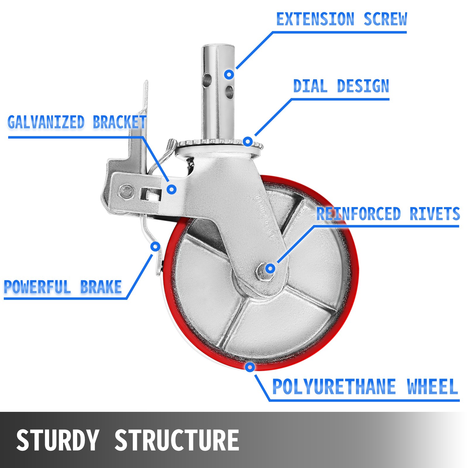 Scaffolding Wheels Set β Heavy Duty 4-Pack 8\" Scaffolding β photo 3