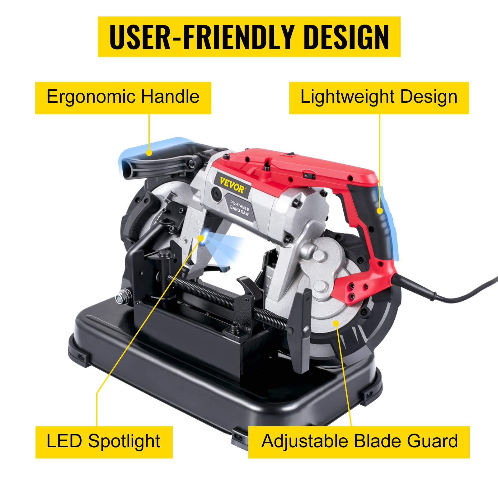 Portable Band Saw, 110V Removable Alloy Steel Base Cordless Band Saw, 5 Inch Cutting Capacity Hand Held… image 4