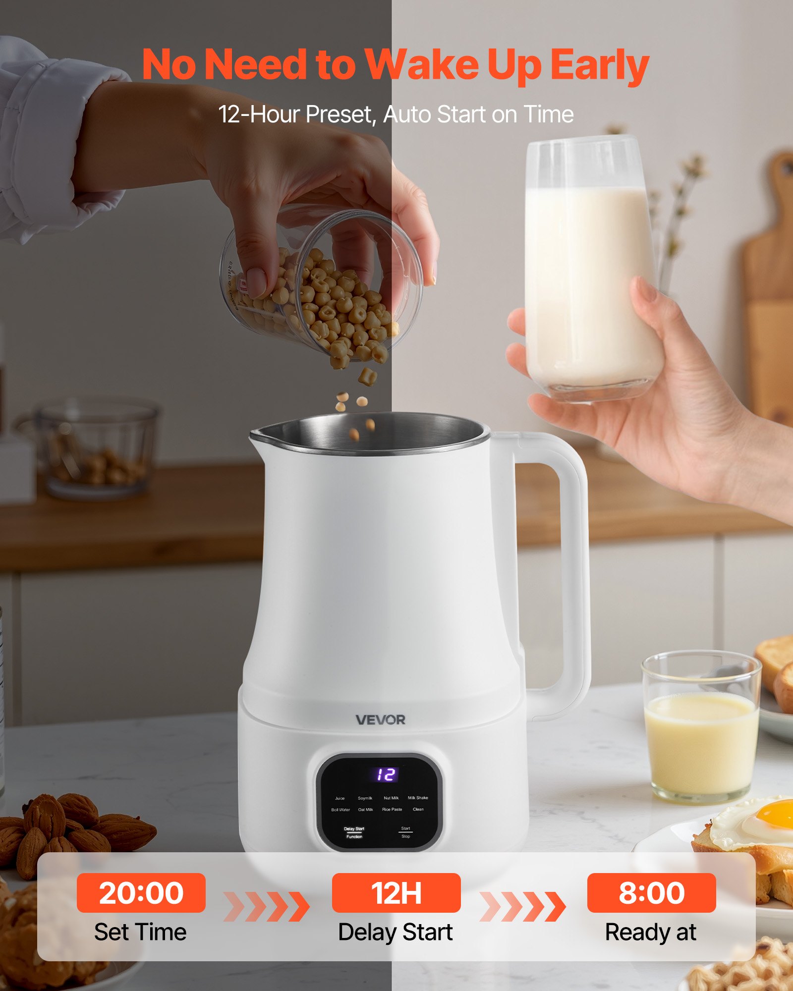 8-in-1 Nut Milk Maker, 34 Oz Soy Milk Maker With 200W Blending, For Homemade Oat, Nut, Soy, Juice… image 5