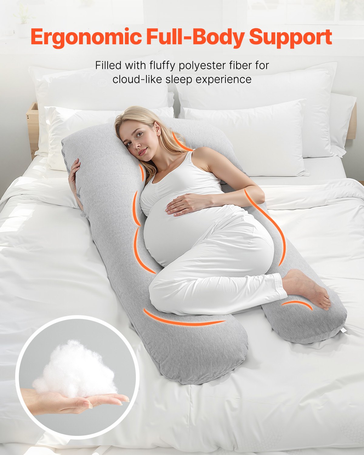 Memory foam pillow – Pregnancy Pillow Breathable U-Shape LUNELLE