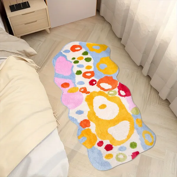 Colorful Cartoon Rugs, Colorful Flower Floor Mats, Cute And Beautiful Bedroom Rugs, Super Soft Bedroom Area Rugs, Non-Slip Quick Drying Long Bath Mats, Bathroom Kitchen Long Runner Mats