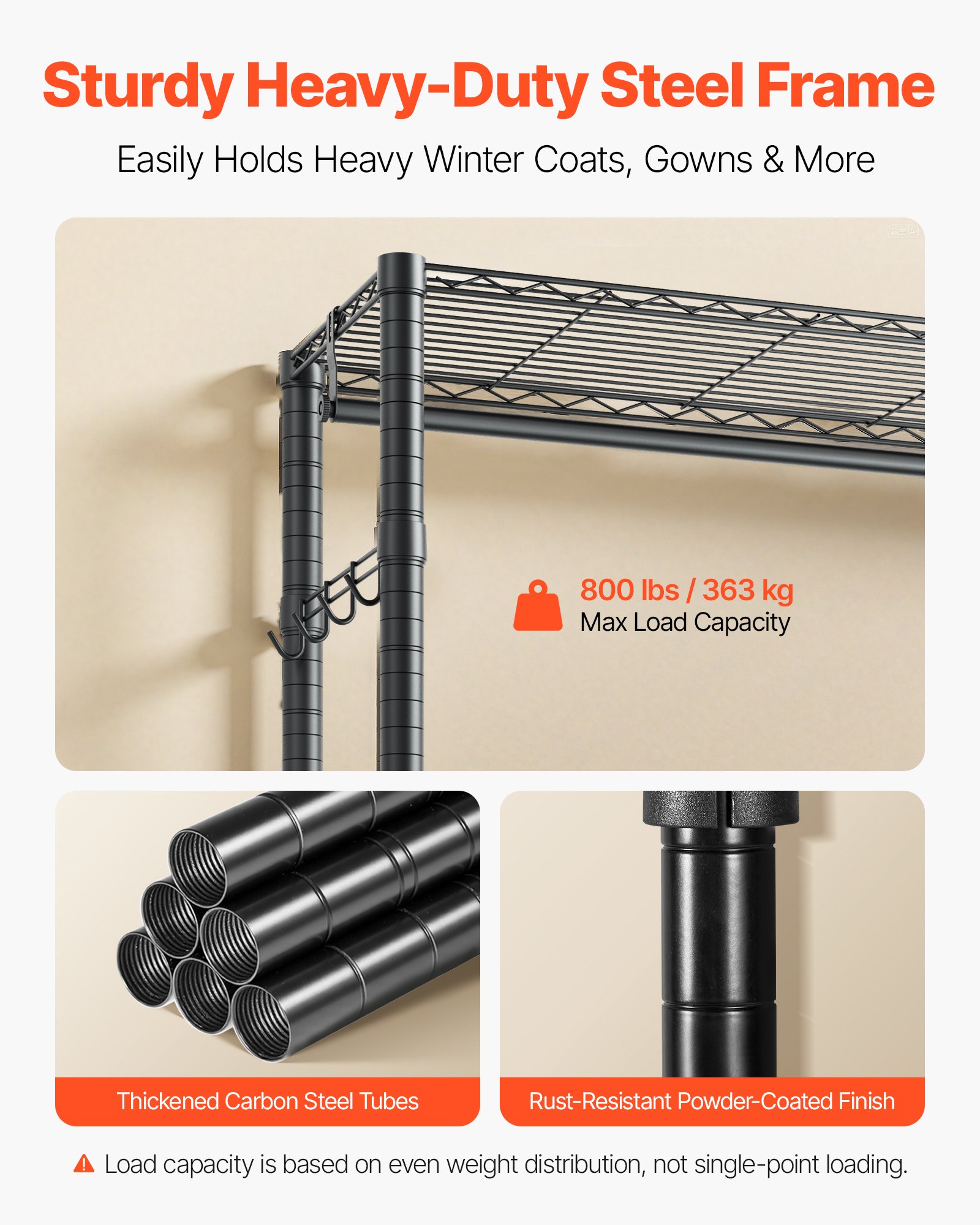 Steel Clothing Rack with Shelves, picture 4 of 4