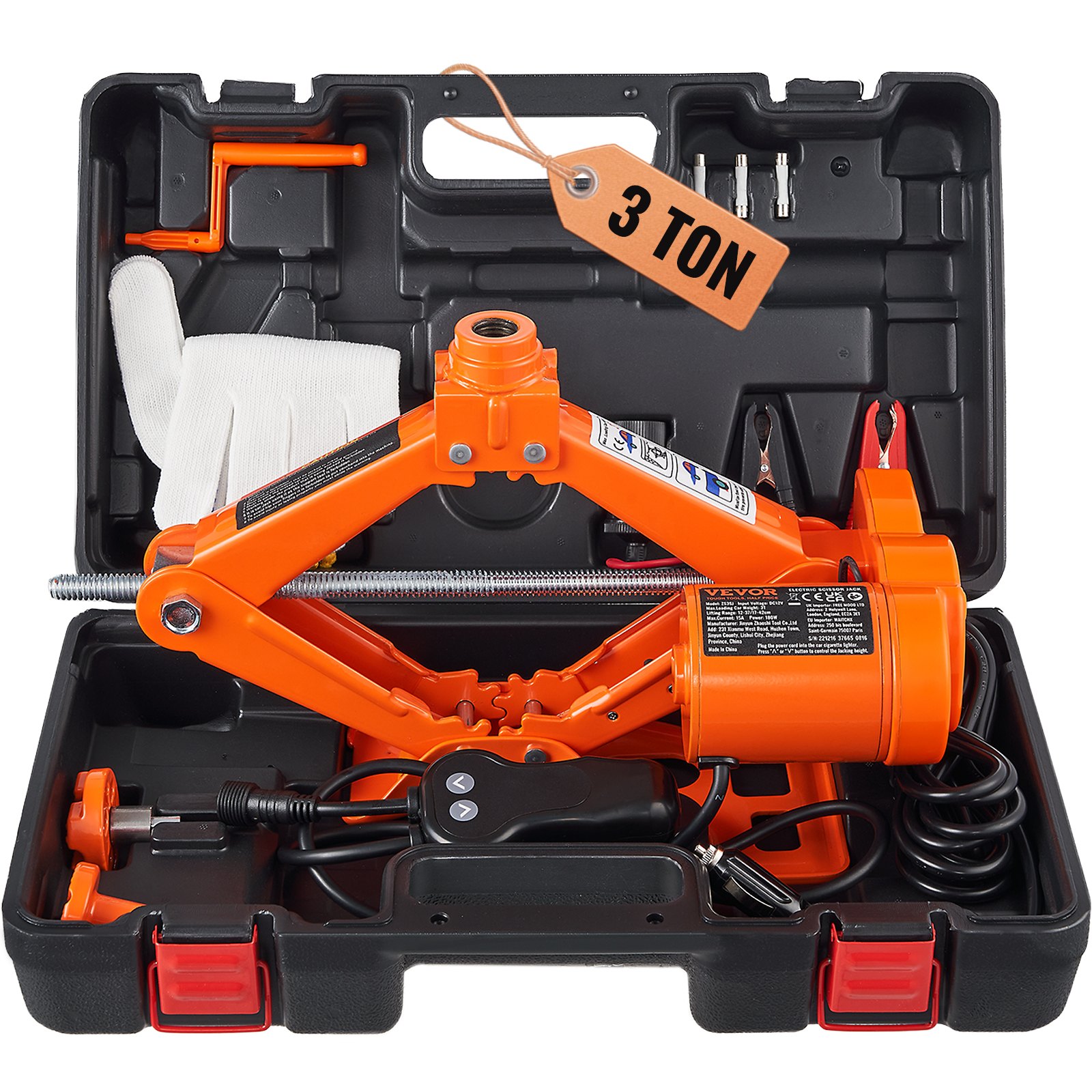 3 Ton Electric Car Jack 12V Automatic Scissor Lift w Remote SUV Truck