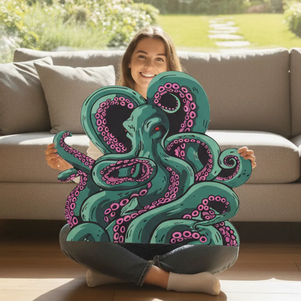 Green And Purple Cthulhu Rugs Water Absorbent Bath Mat Octopus Anime Rug Graphic Gothic Bathroom Rugs Fantasy Decorate, Non Slip Backing, Unique Gift & Decor For Gamers, 27x18 In