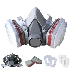 7in1 Half Face Gas Mask Facepiece Spray Painting Respirator Reusable Safety Suit For 6200 With Filter Chemical And Other Work Protection - Half Fac... - View 1