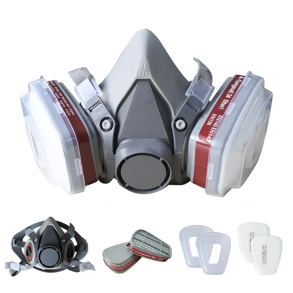 7in1 Half Face Gas Mask Facepiece Spray Painting Respirator Reusable Safety Suit For 6200 With Filter Chemical And Other Work Protection - Half Fac...