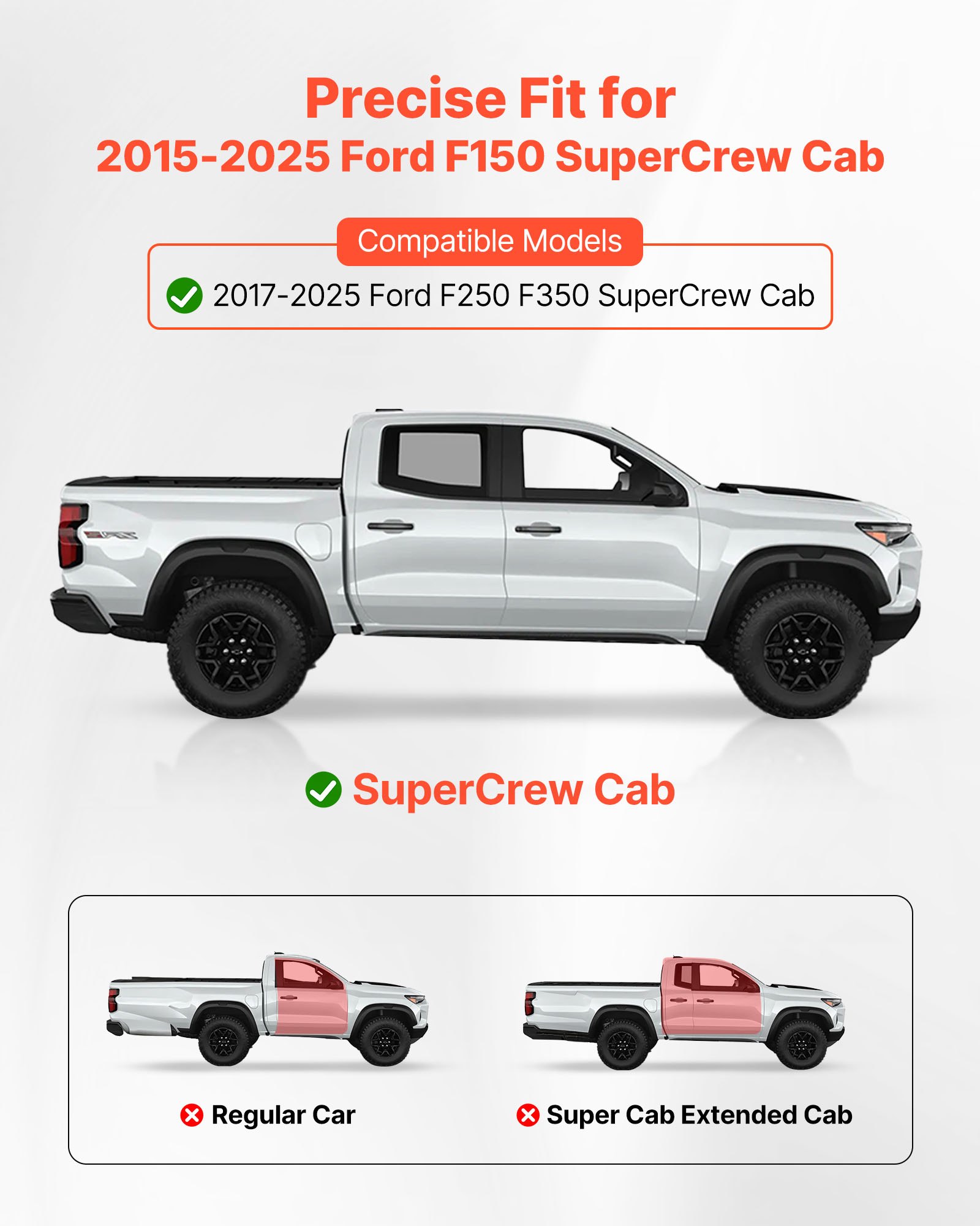 Close-up of non-slip step pad texture on Vevor F-150 SuperCrew 6-inch side steps, matte black finish