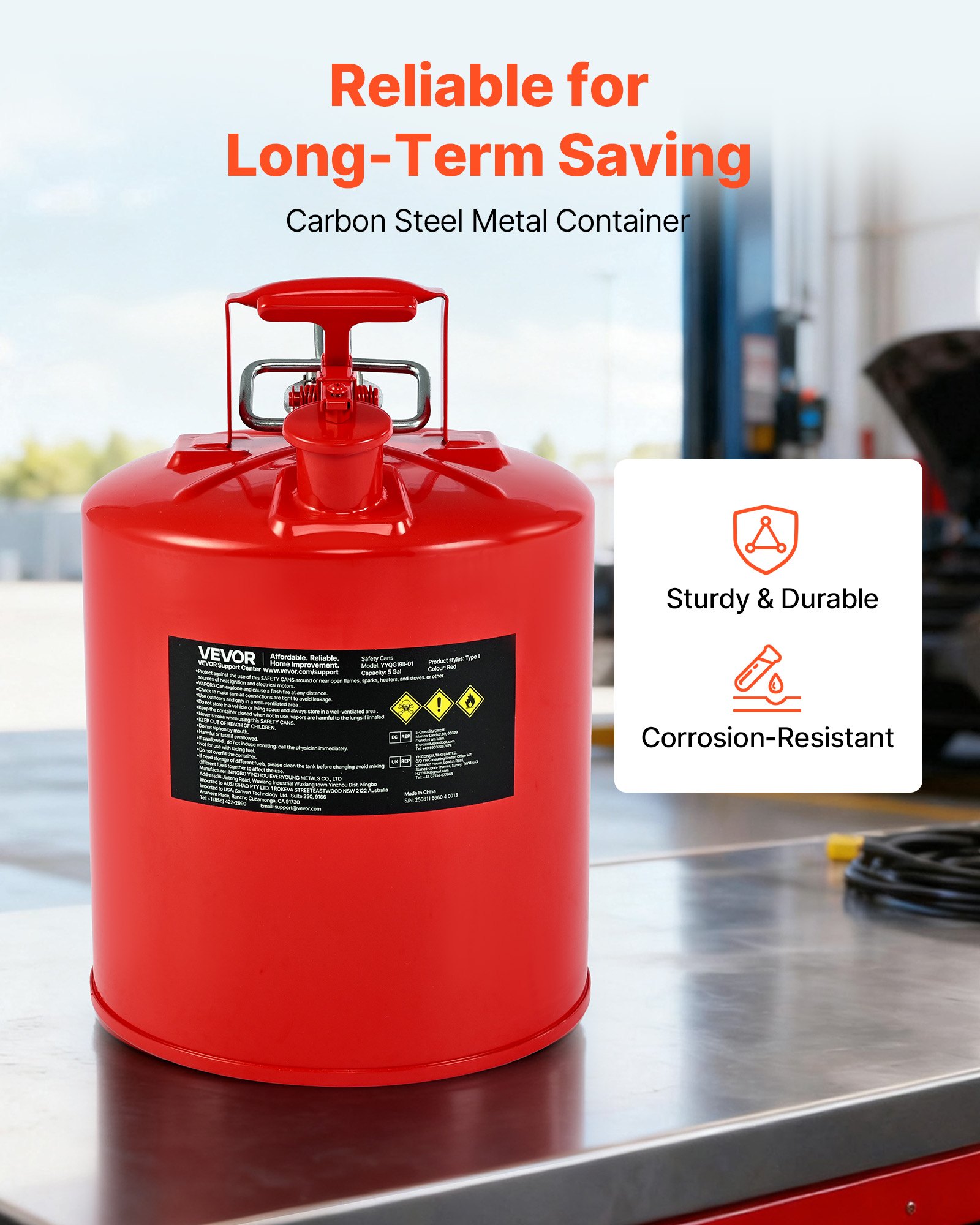 Safety Gas Can, 5 Gallon Type II Red Safety Can For Gasoline With Stainless Steel Flame Arrester… image 3