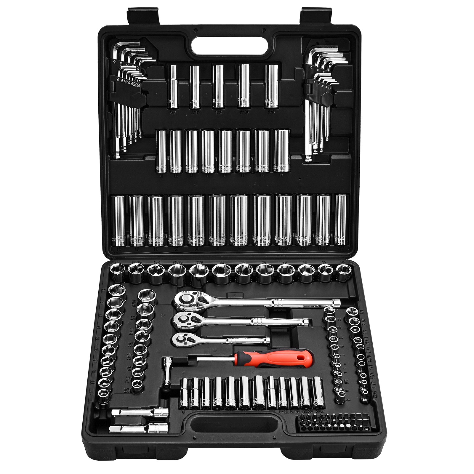 Socket Set, 149 Pieces, 3/8 & 1/4 & 1/2 Inch Drive Socket And Ratchet Set, SAE And Metric, Deep And Shallow, Mechanic Tool Kit With Bits, Accessories, Storage Case, CR-V Alloy Steel, For Repair - Image 1