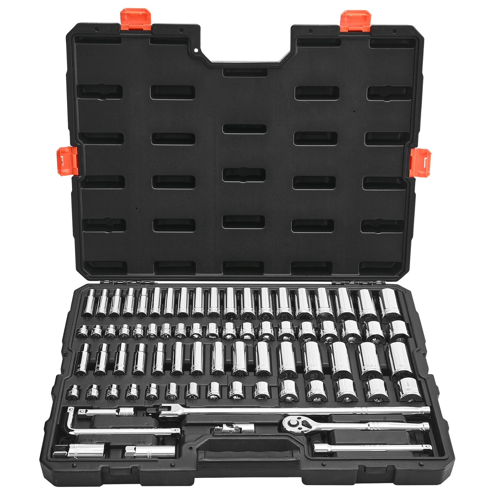 Socket Set, 76 Pieces, 3/8 Inch Drive Socket And Ratchet Set, SAE And Metric, Deep And Shallow, Mechanic Tool Kit With Accessories And Storage Case, CR-V Alloy Steel, For Automotive Repair - Image 1
