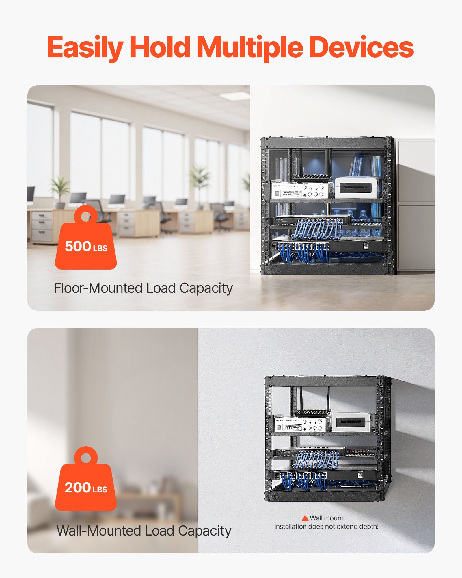 10U Open Frame Network Rack, 23 In Depth, Wall Mounted Or Floor Standing Server Rack, Heavy Duty 4 Post, With Vented… - 3