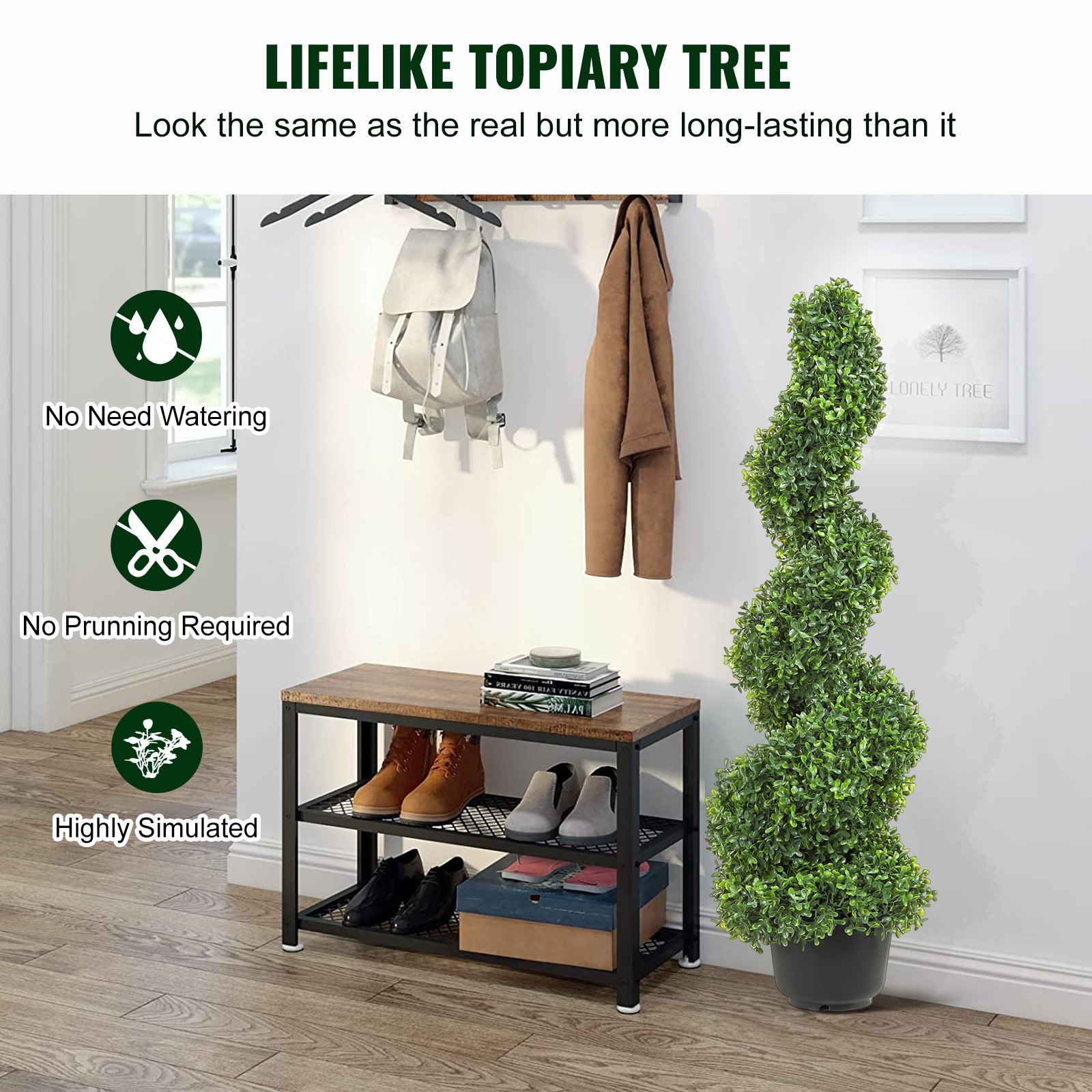 2 Pcs. Artificial Boxwood Tower Topiary Spiral Artificial Plant 91cm High Decorative Plant Green Plastic… image 2