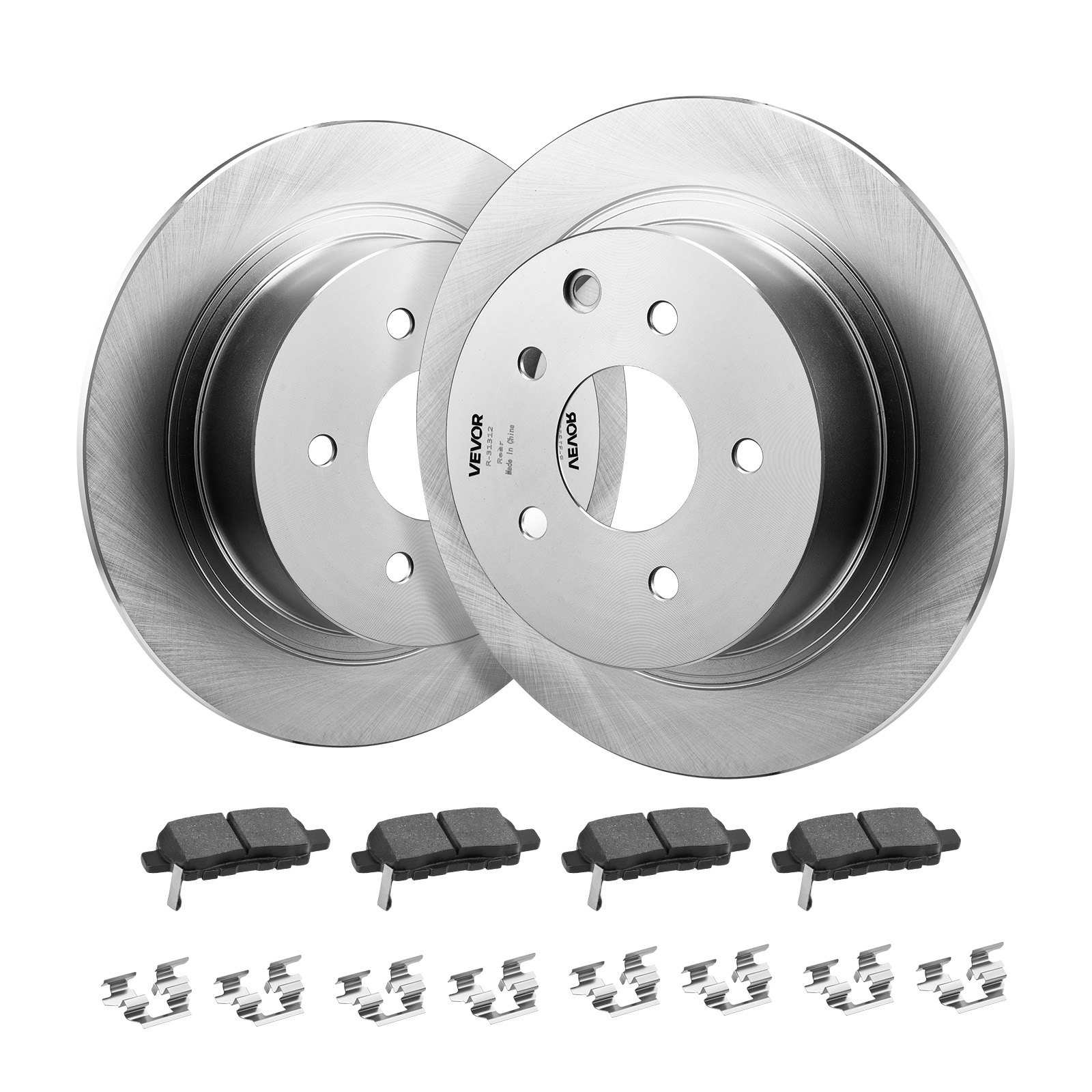 Front And Rear Brake Kit Compatible With 2013 Nissan Altima (Base, SL, SV & S Sedan), 2014-2018 Nissan Altima, 2019-2023 Nissan Altima (with Manual Parking Brake), Hollow Structure Front Rotors - Image 1