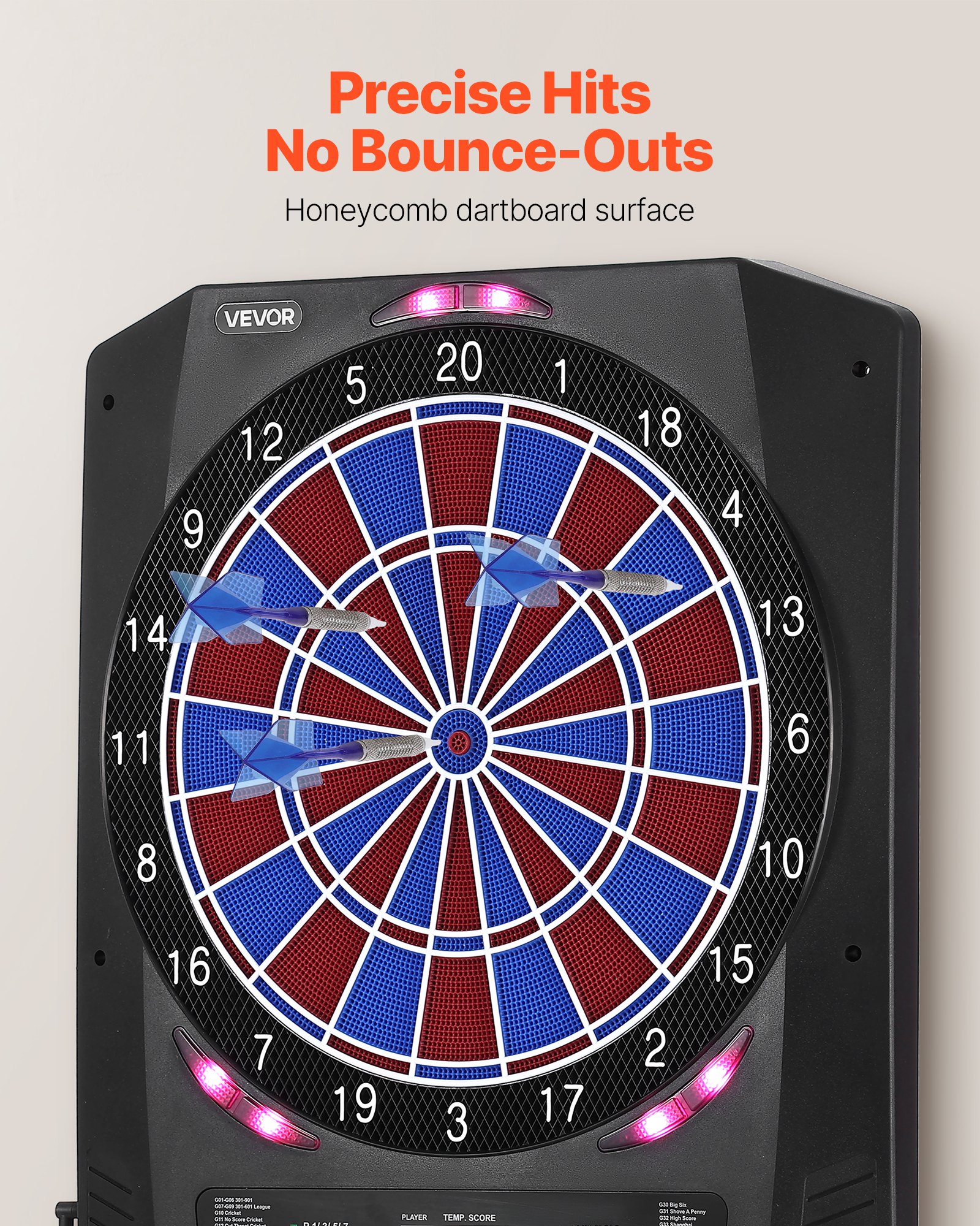 Electronic Dart Board, 13.5" Target Dartboard With 45 Games & 474 Variations For Up To 8 Players, 6 Dart Shafts With Flights & 50 Soft Tips, Color LED Cricket Scoring Screen For Home Party Bar