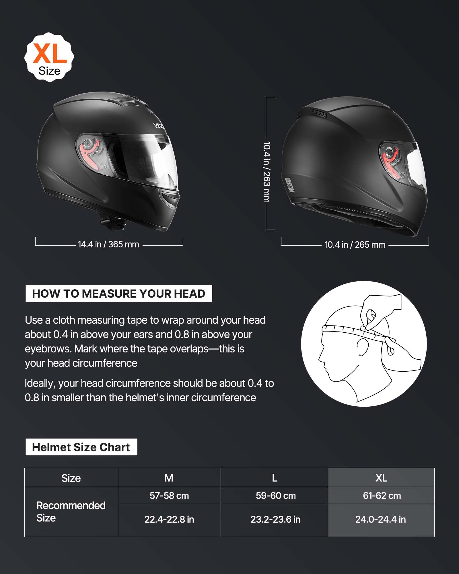 Motorcycle Helmet, Full Face, Adult Motocross Dirt Bike Helmet With Tinted And Clear Dual Visor, Motorbike Racing Street With Detachable Liner For Men & Women, DOT Approved, (Matte Black, XL)