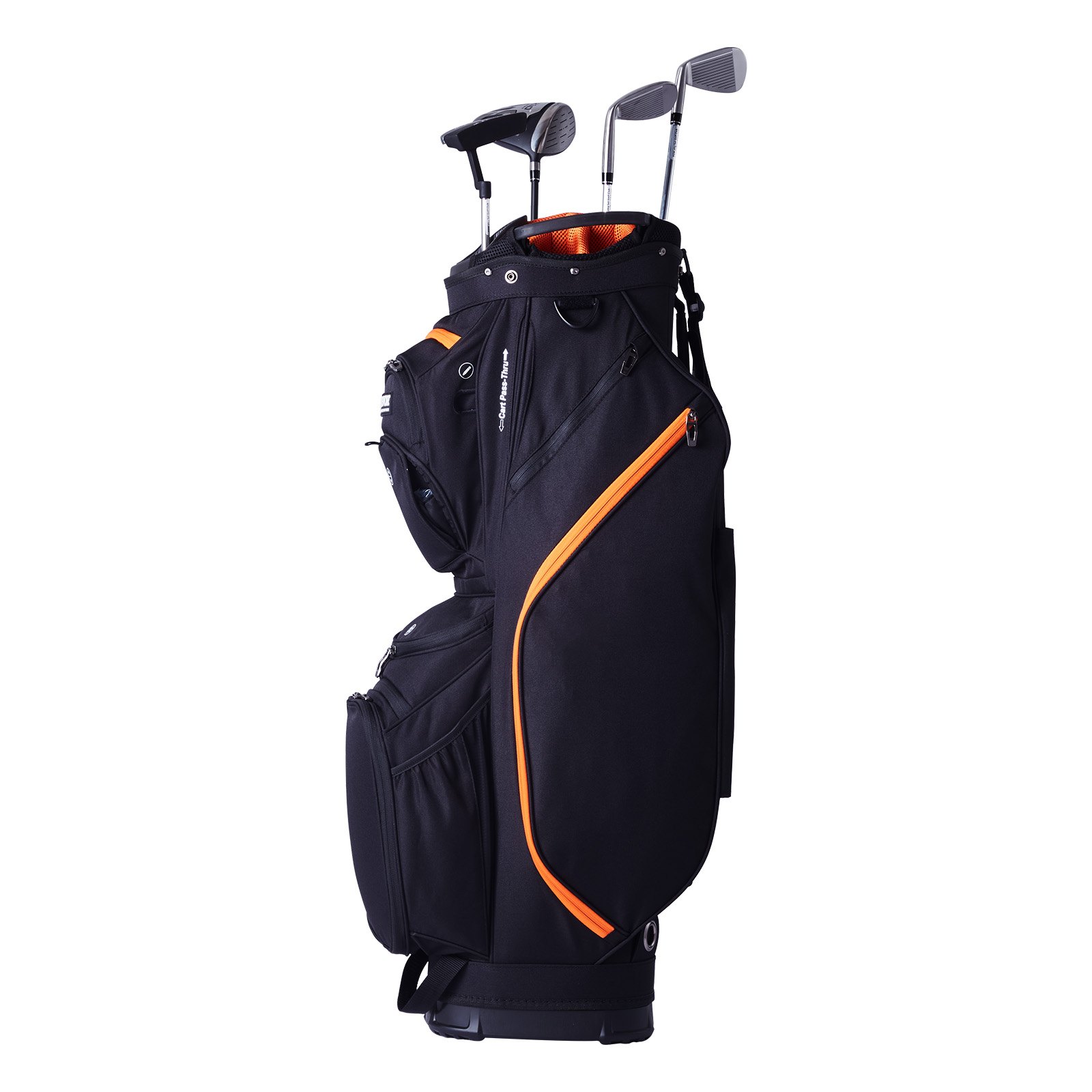 Golf Cart Bag With 14 Way Organizer Divider Top, 36” 13 Pockets Premium Cart Bag, Durable Golf Bags With Handles & Dust Cover & Detachable Straps For Men & Women, Black & Orange - Image 1