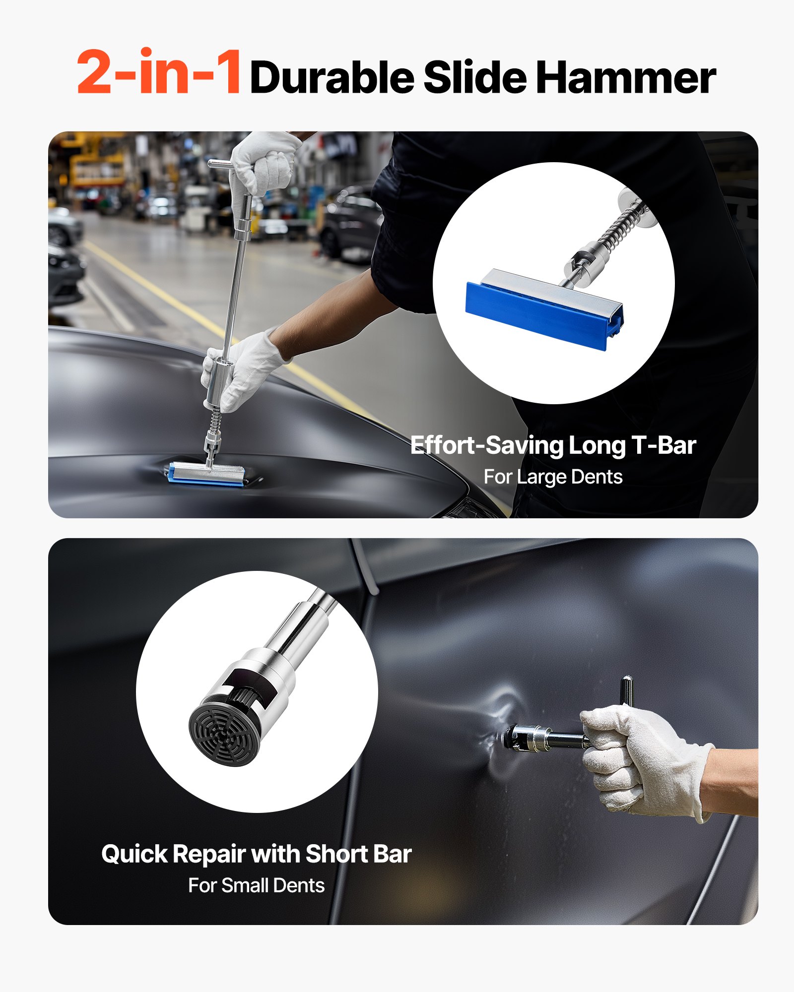 Dent Puller Kit, 61 PCS Paintless Dent Removal Kit With Golden Lifter, Slide Hammer T-Bar, Glue Gun, Auto Body Hail Damage Repair Remover Tools For Car Refrigerator Large Small Door Ding Repair