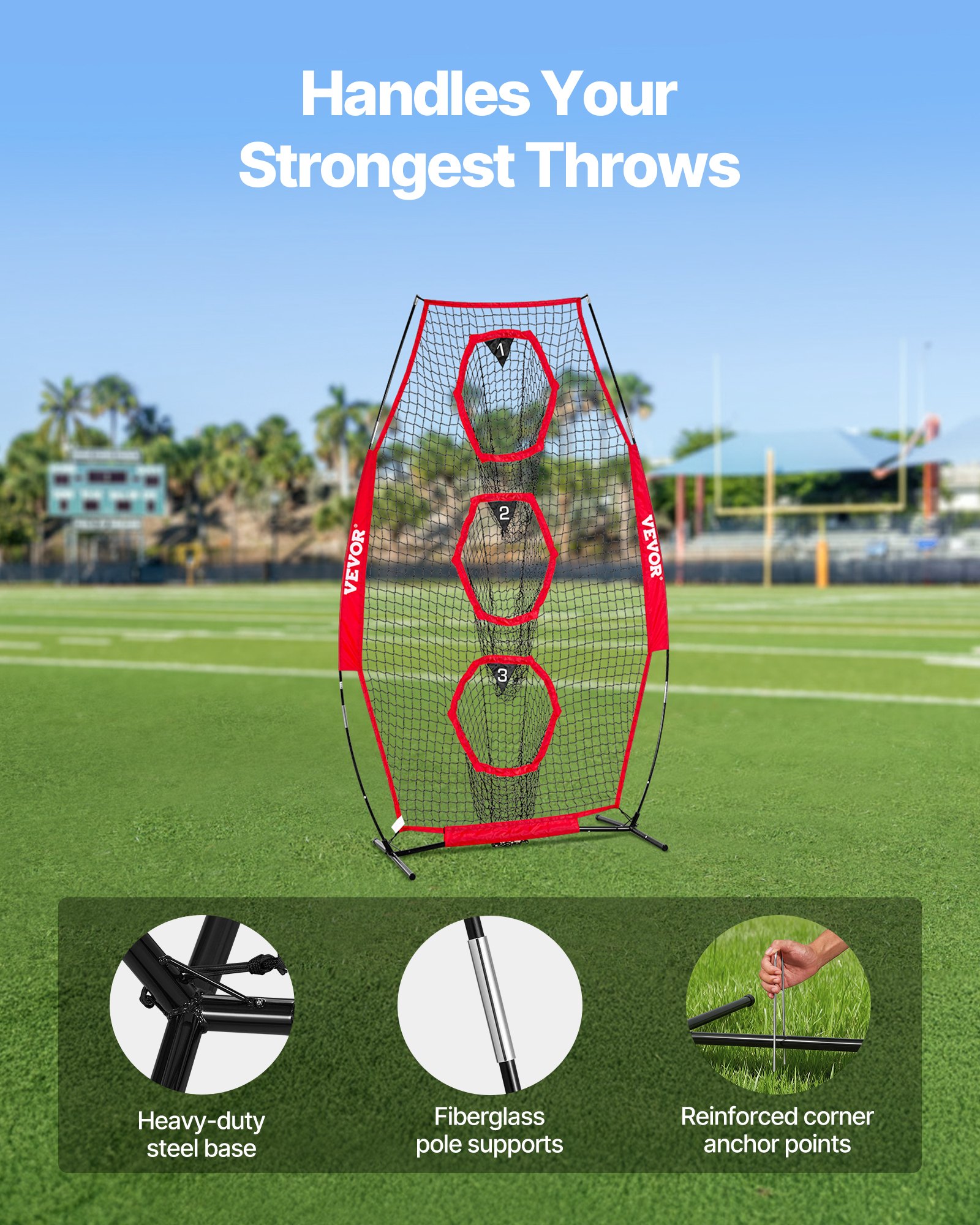 Football Trainer Throwing Net, Training Throwing Target Practice Net With 5 Target Pockets, Knotless Net Includes… - 5