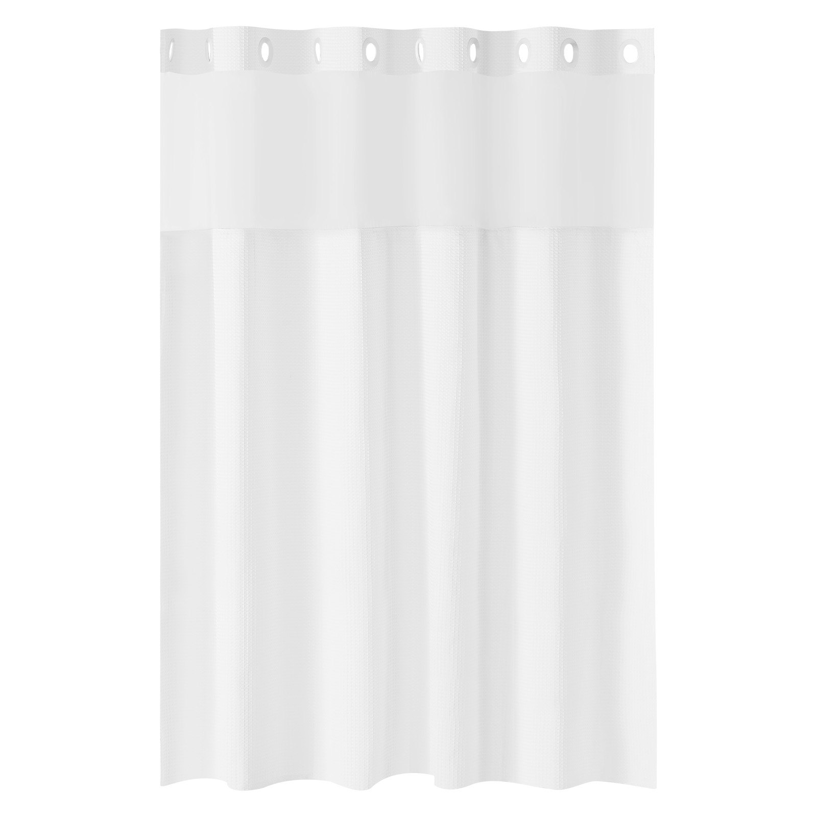 No Hook Shower Curtain, 2-in-1 Waterproof Waffle Weave Showe