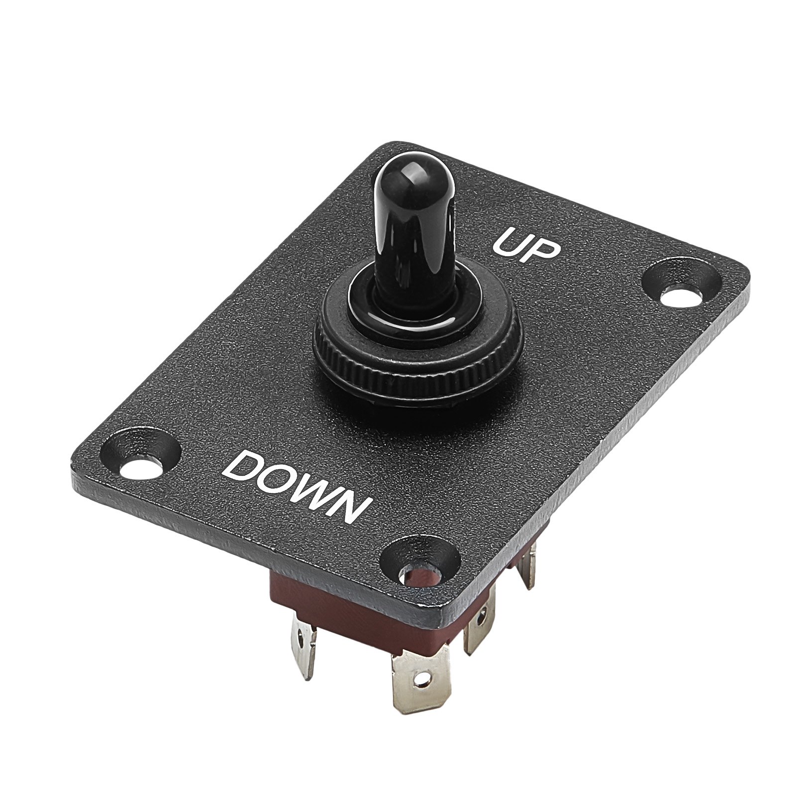 Toggle Switch, 6 Pin Momentary Polarity Reversing Toggle Switch (ON)-Off-(ON) DC 12V/30A AC 250V/15A - With Up Down Mounting Panel & Waterproof Boot Cap For Auto Car Marine Boat - Image 1