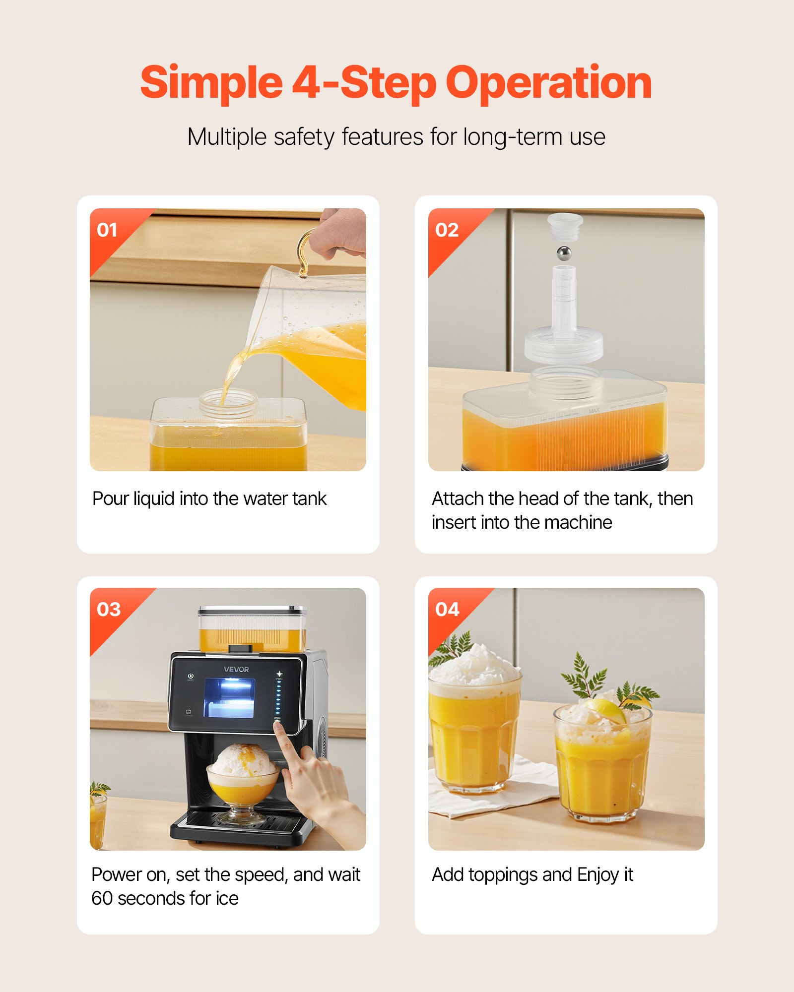 Snowflake Ice Machine, 44LBS/24H Snowflake Ice Maker, Ice-Shaver Machine With Stainless Steel Blade, Electric Snow Cone Maker With 0.2 Gal Tank, 60S Fast Pre-Cooling, For Home & Small Gatherings - Image 4