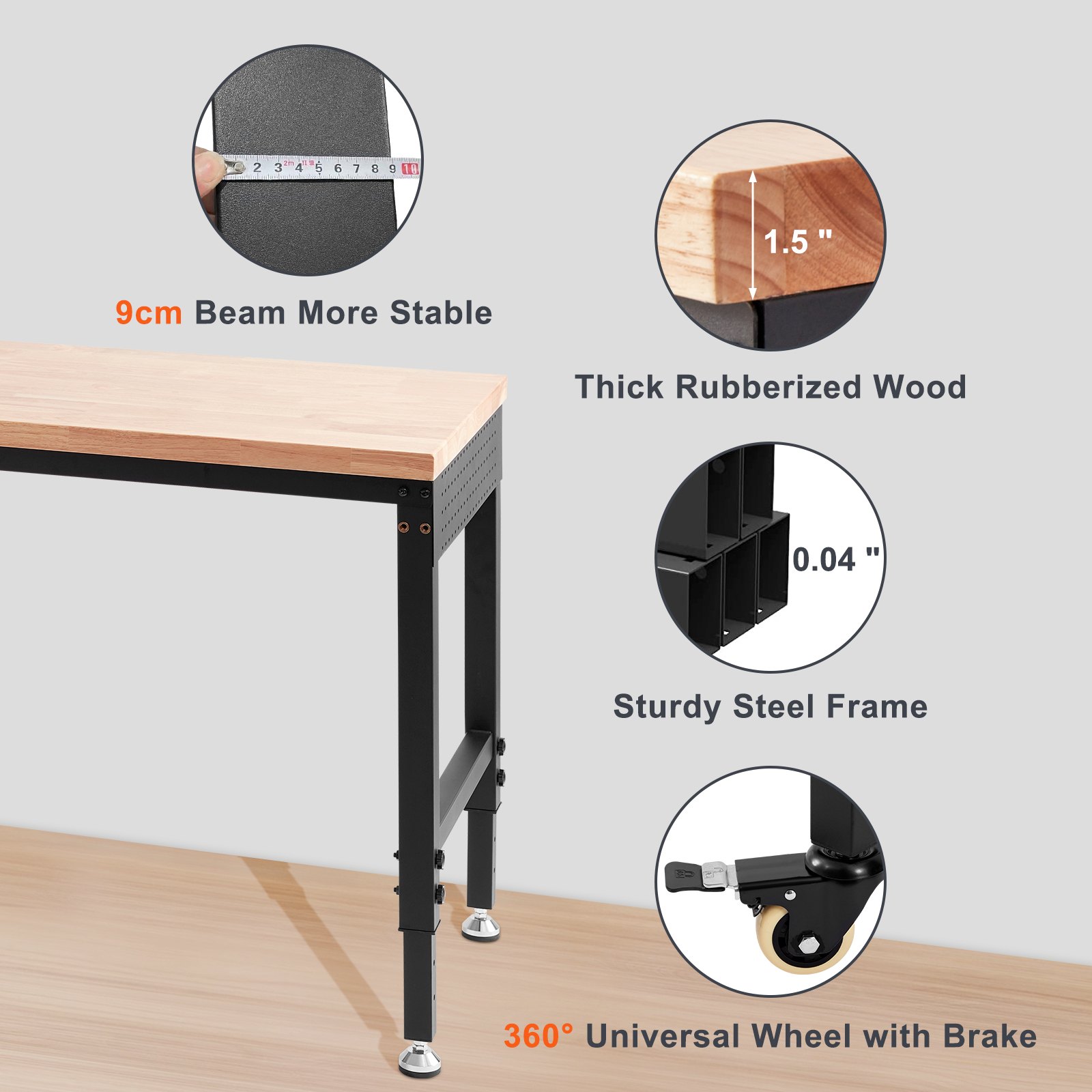 Adjustable Workbench β 72" L X 25" W Garage Worktable β photo 3