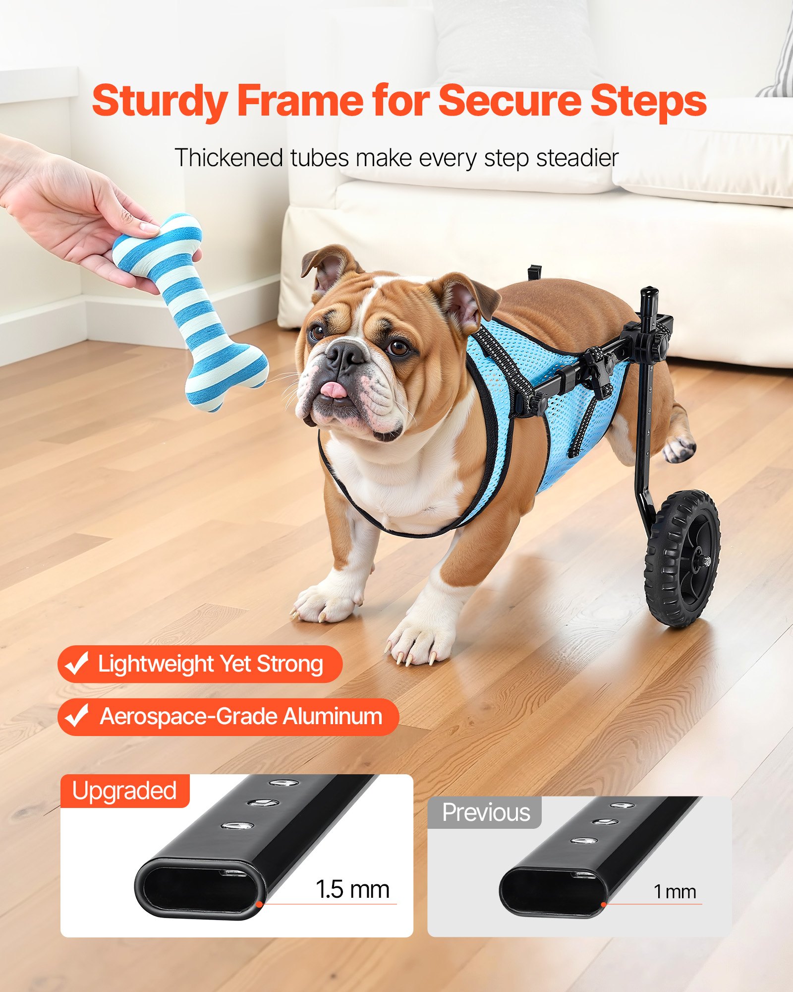 Dog Wheelchair For Back Legs, Adjustable 2 Wheels Pet Wheelchair, Lightweight Dog Cart With Shock-Absorbing Wheels,… - 5