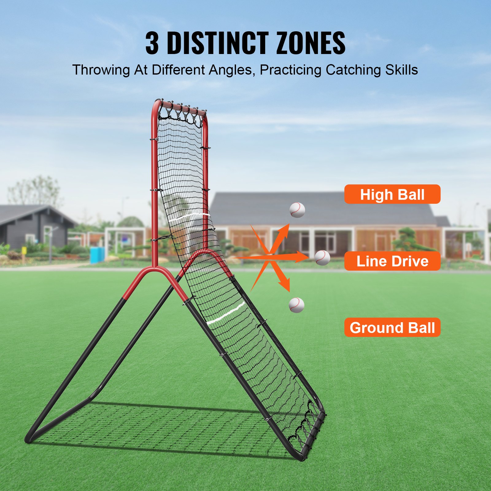 Baseball And Softball Rebounder Net, 3 X 4.5 Ft PitchBack Baseball Pitching Nest, 3-Way Baseball, Softball Pitchback Net, Fielding Trainer, Bounce Back Net For Fielding/Throwing Practice image 3