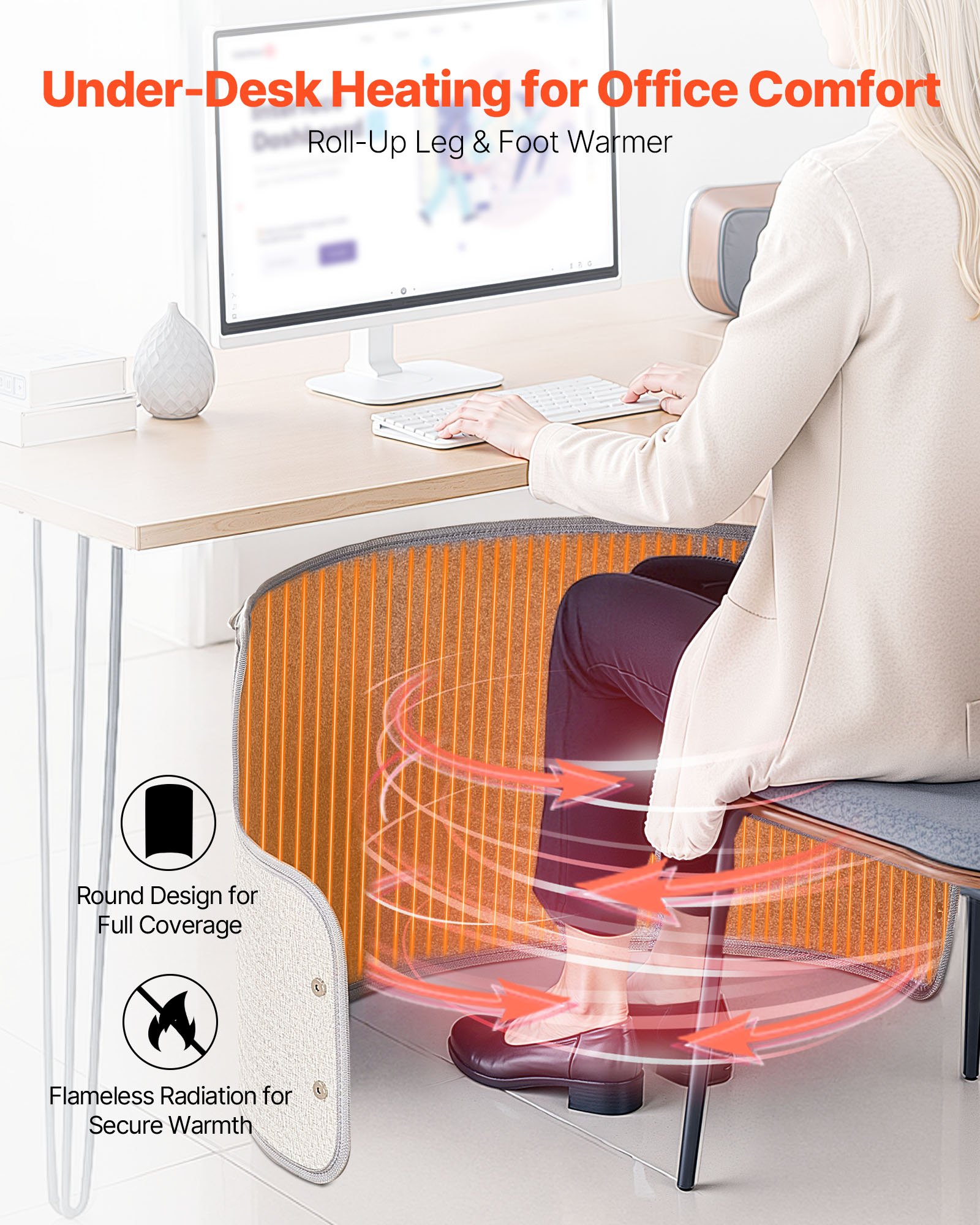 Under Desk Space Heater,Rollable Foot Warmer Portable For Home&Office,Timer & Secure,Quiet For… image 2