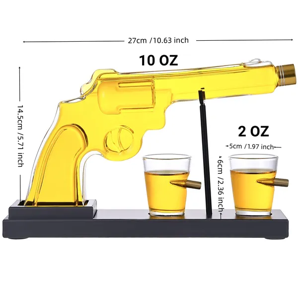 Gifts For Men Dad, 10 Oz Whiskey Gun Decanter Set + 2 Bullet Glasses - Unique Birthday Pistol Gift Ideas Daughter Son, Personalized Liquor Dispenser - Scotch Bourbon Vodka, Him, Brother Husba