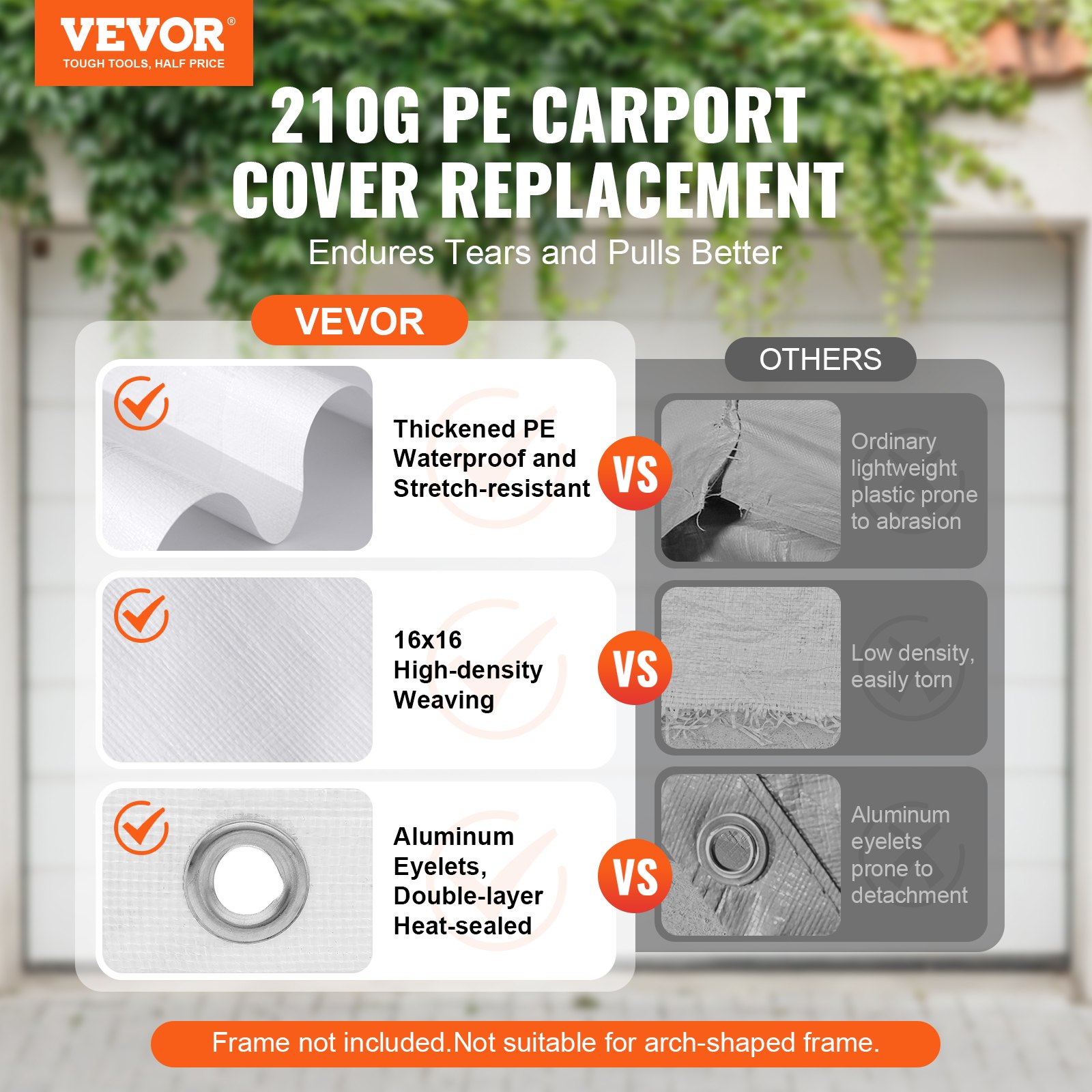 10 X 20 Ft Carport Replacement Canopy Cover, Garage Top
