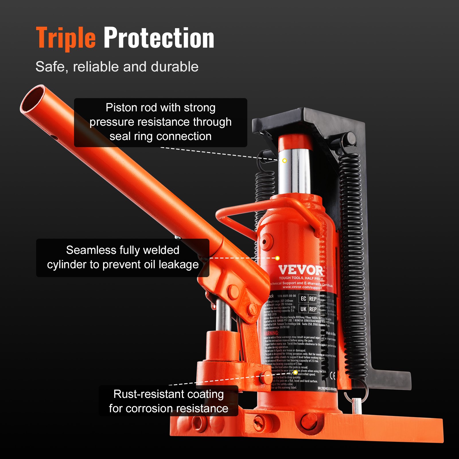 Hydraulic Toe Jack, 2.5 Ton On Toe Toe Jack Lift, 5 Ton On Top Lift Capacity Machine Jack, 0.8-5.3 In Toe Height,… - 6