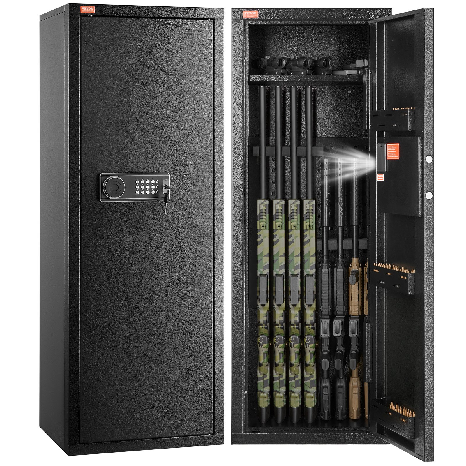 6-8 Rifles Gun Safe, Rifle Safe With Lock & Digital Keypad, Quick