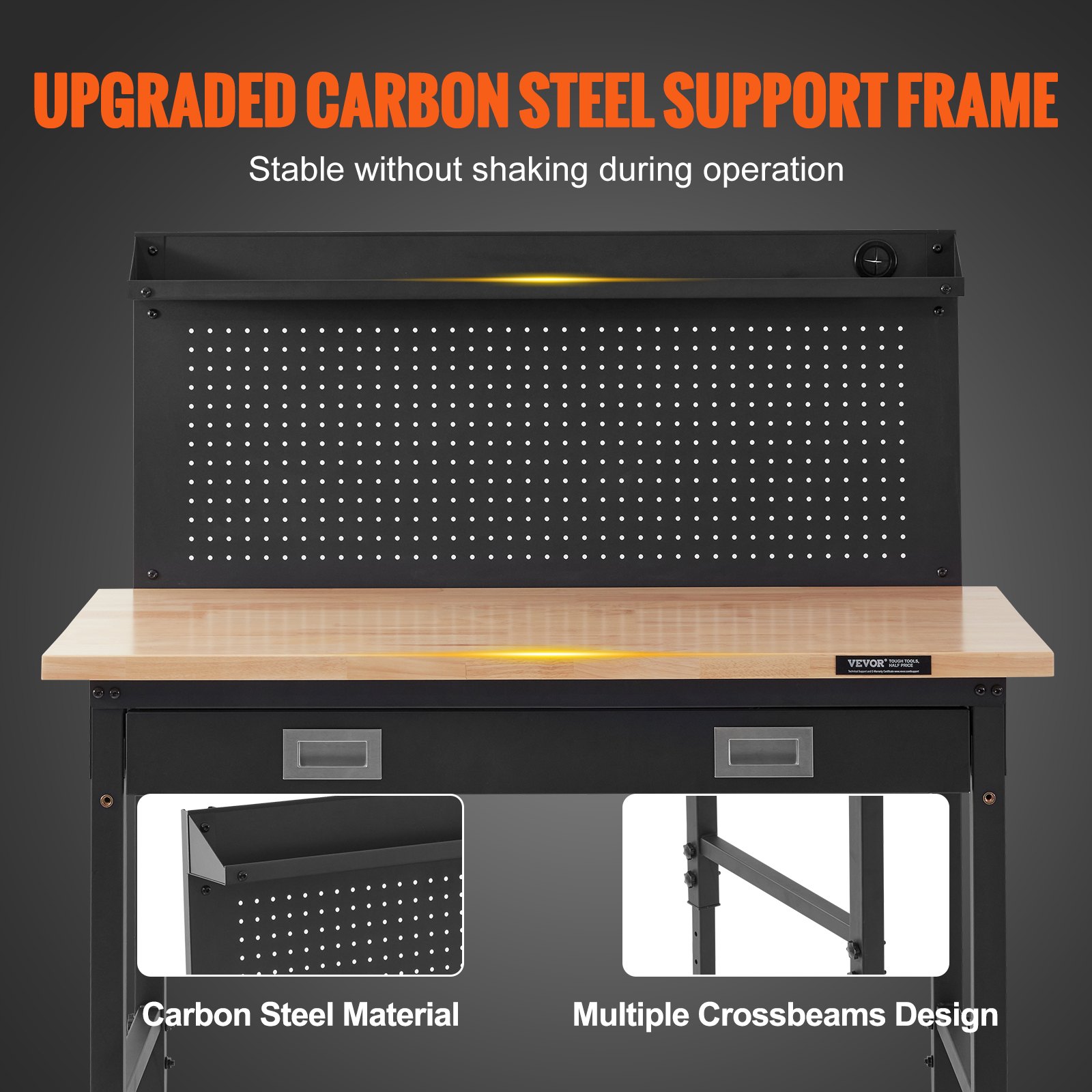 Workbench Adjustable Height 28-39.5" Work Bench for Garage Oak β photo 4