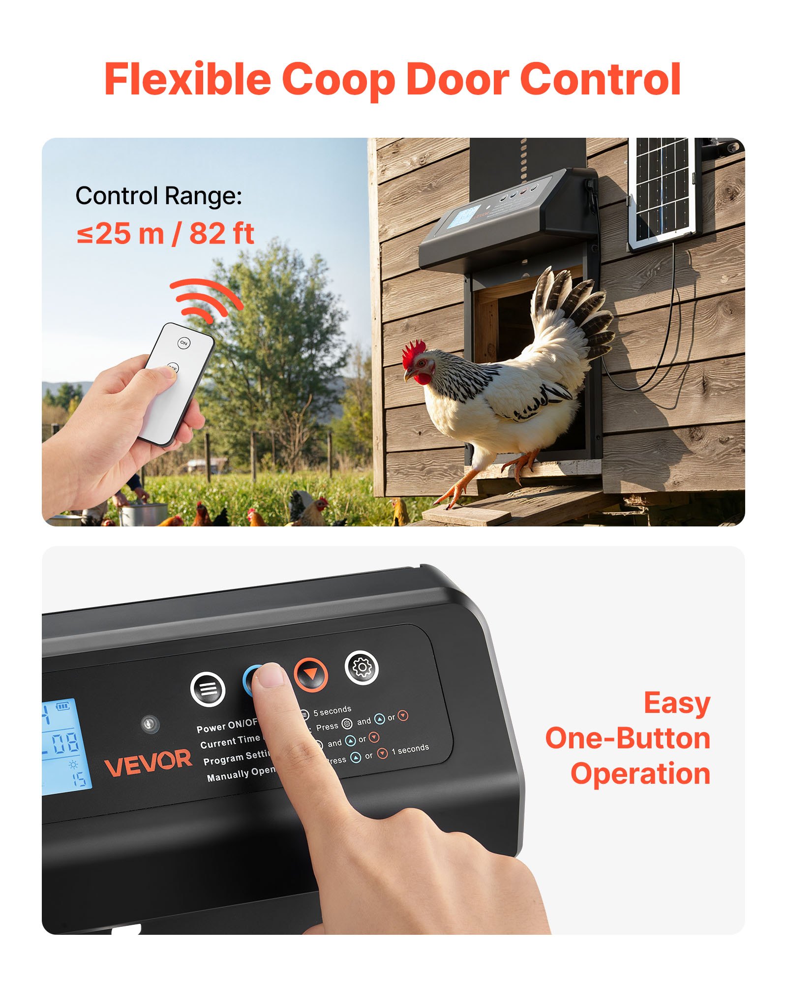 Automatic Chicken Coop Door, Solar & Battery Powered Chicken Door With LCD Display, Remote Control, Light Sensor &… - 5
