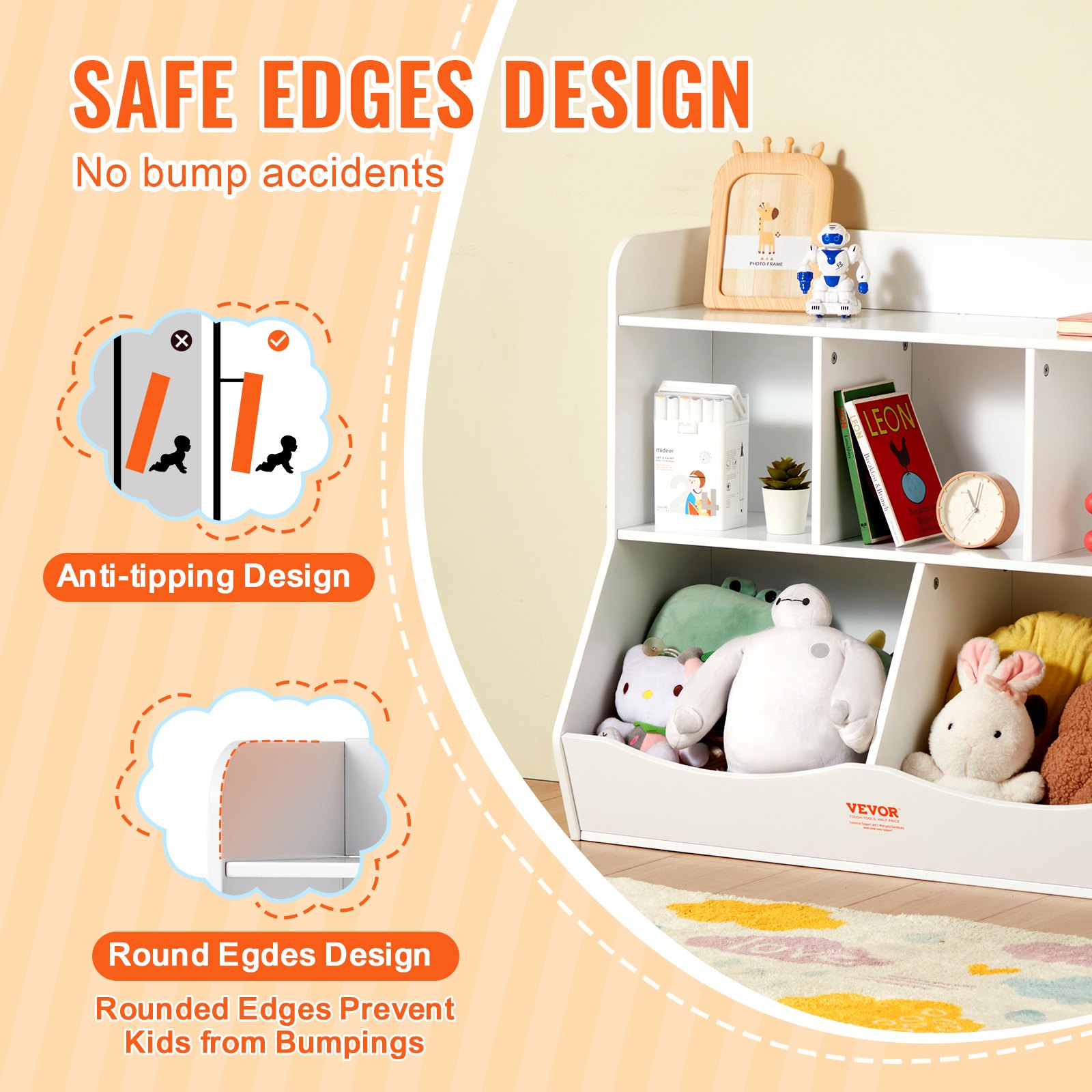 Wood Kid Storage Cubby — Toy Storage Organizer with Bookshelf — photo 4