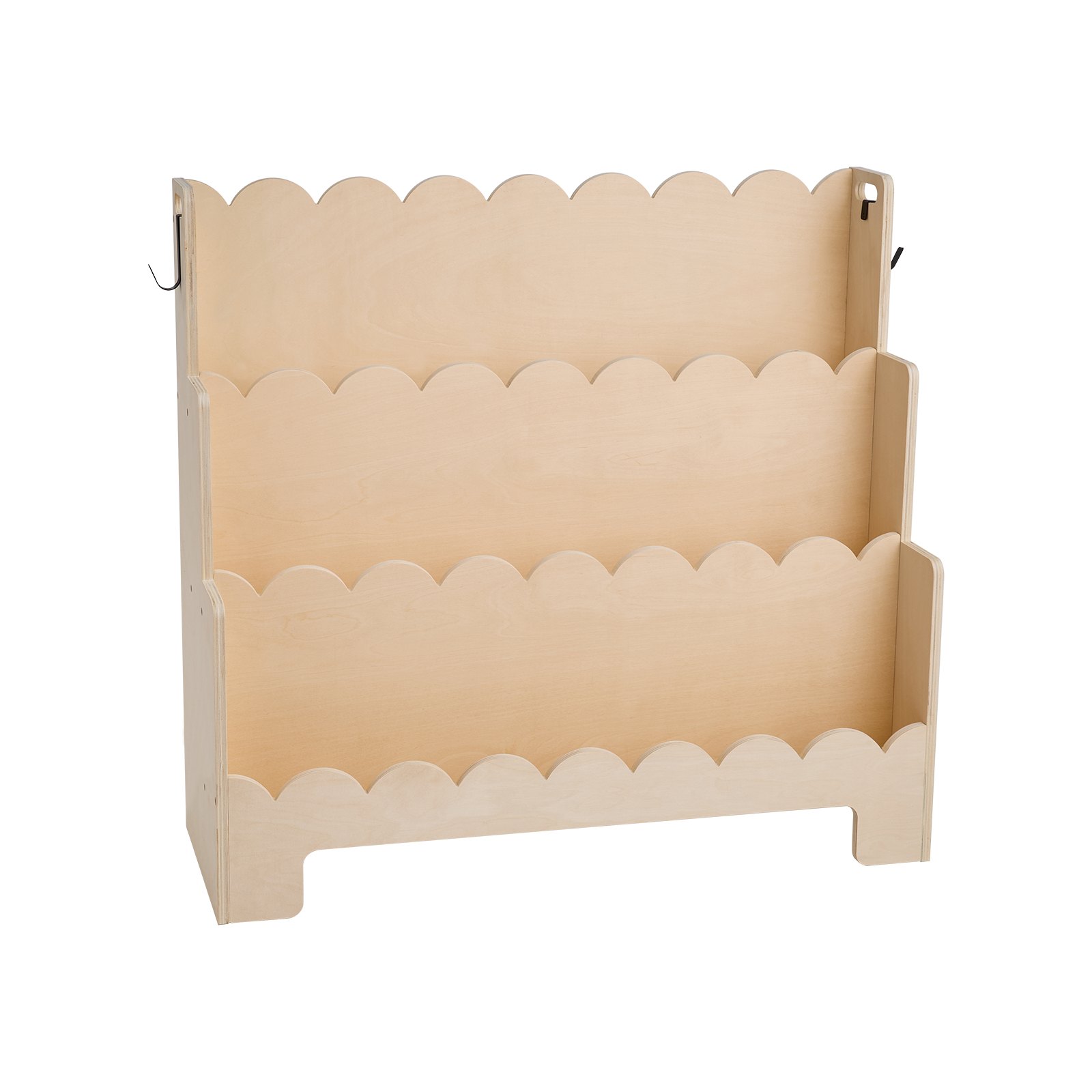 Montessori Bookshelf, 3-Tier Scalloped Kids Bookshelf, Front Facing Toddler Bookcase, Dual Hooks For Hanging Backpacks, Baby Bookshelf For Kids Room, Living Room, Entryway, Nursury, Preschool