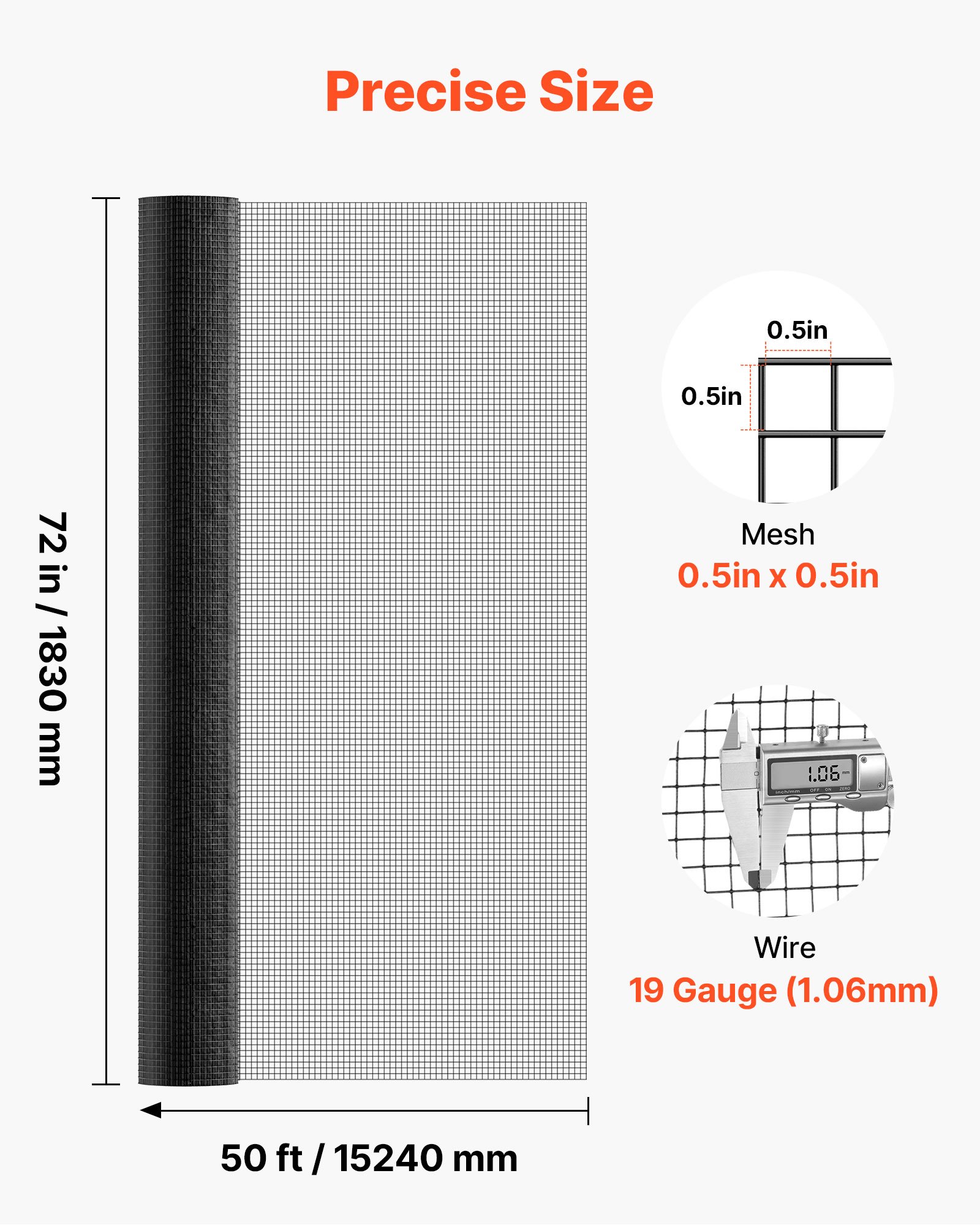 Hardware Cloth 72 In X 50 Ft, 1'2 In 19 Gauge Galvanized Wire Mesh Roll, Weather-Resistant Vinyl Coated Chicken Wire… - 4