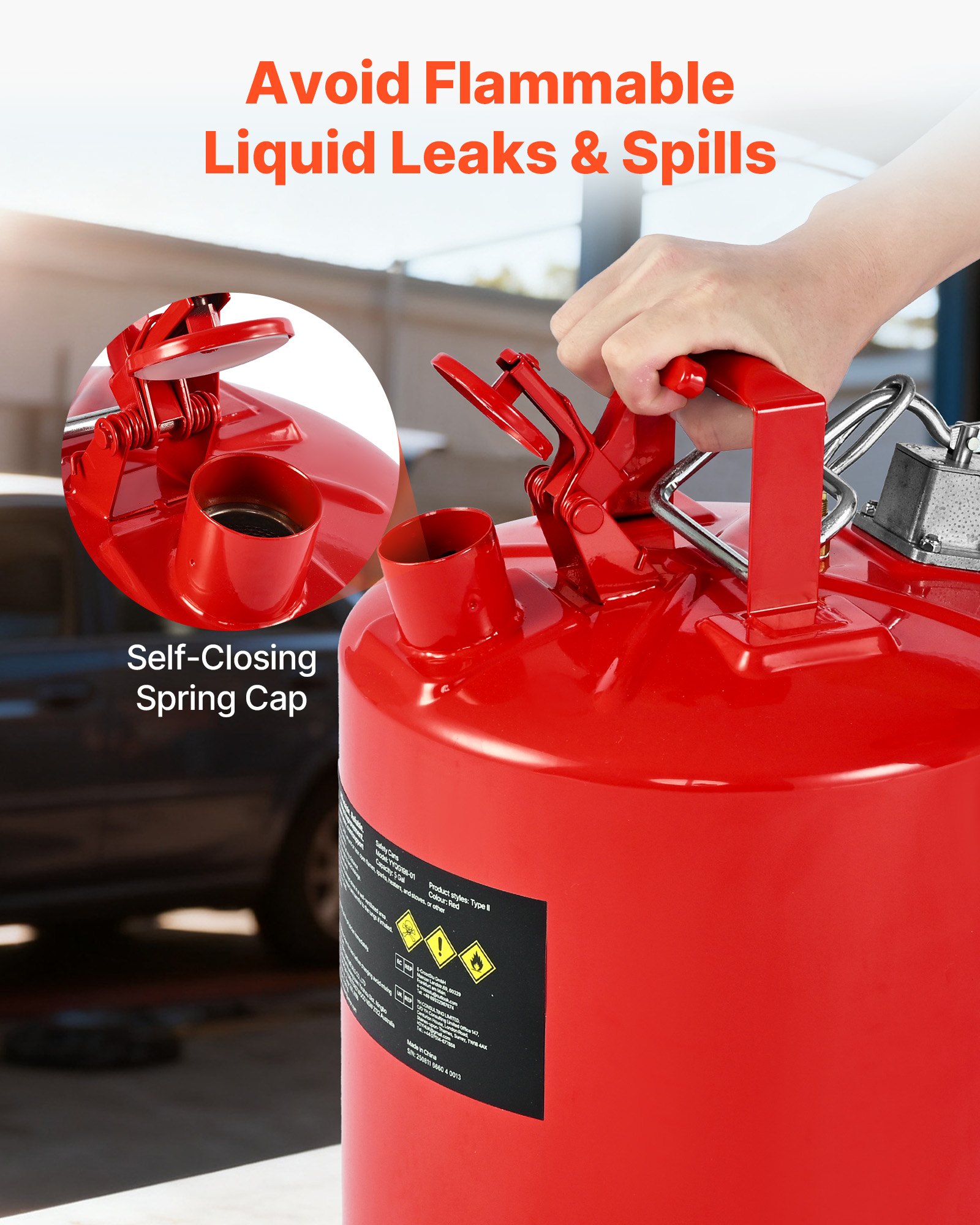 Safety Gas Can, 5 Gallon Type II Red Safety Can For Gasoline With Stainless Steel Flame Arrester… image 2